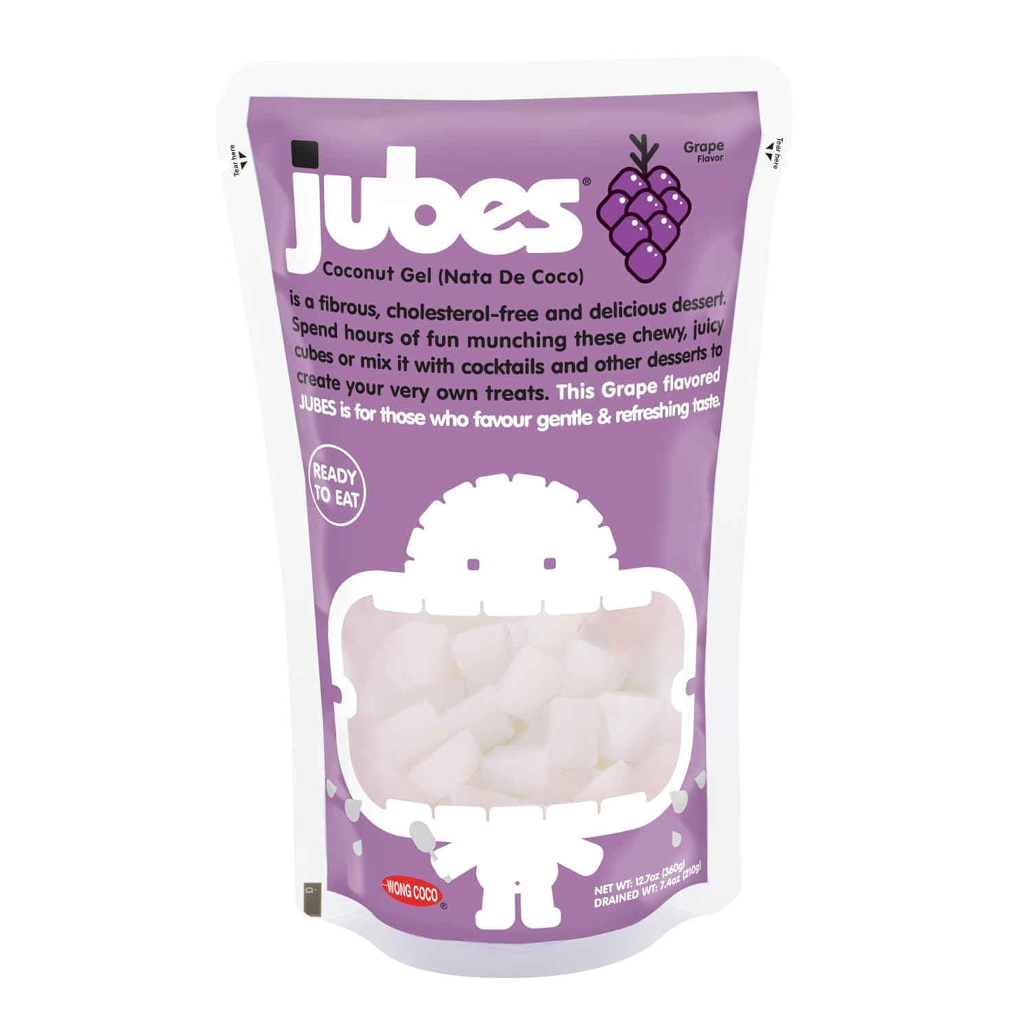 Jubes Pandan Nata De Coco Jelly Cubes (12.7 oz, Pack of 3) - Pandan Coconut Jelly Cubes for Sago - Coconut Gel in Syrup Toppings for Fruit Tea, Boba, Bubble Tea, Drinks, Desserts Yogurt, Ice Cream, Beverage