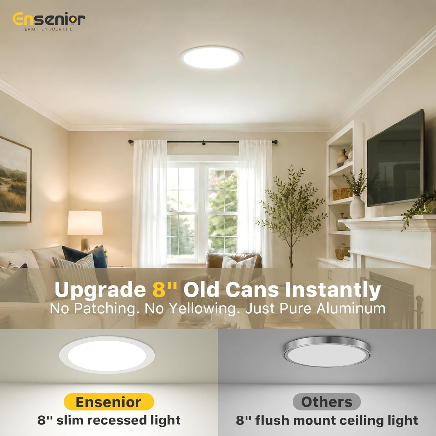 Ensenior 6 Pack 6 Inch LED Recessed Light, 5CCT Dimmable Canless Wafer