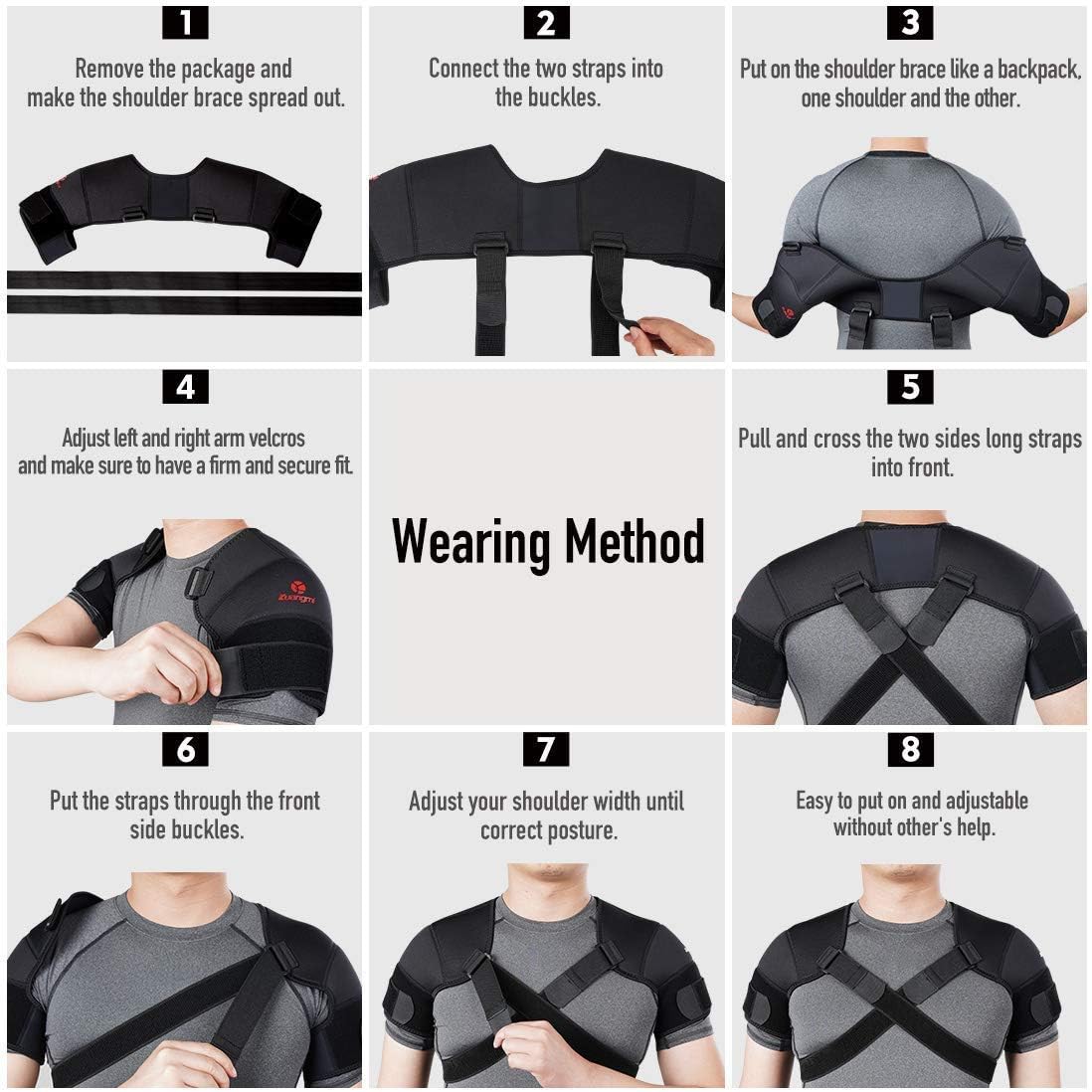 Double Shoulder Support Brace Strap Wrap Neoprene Protector,L