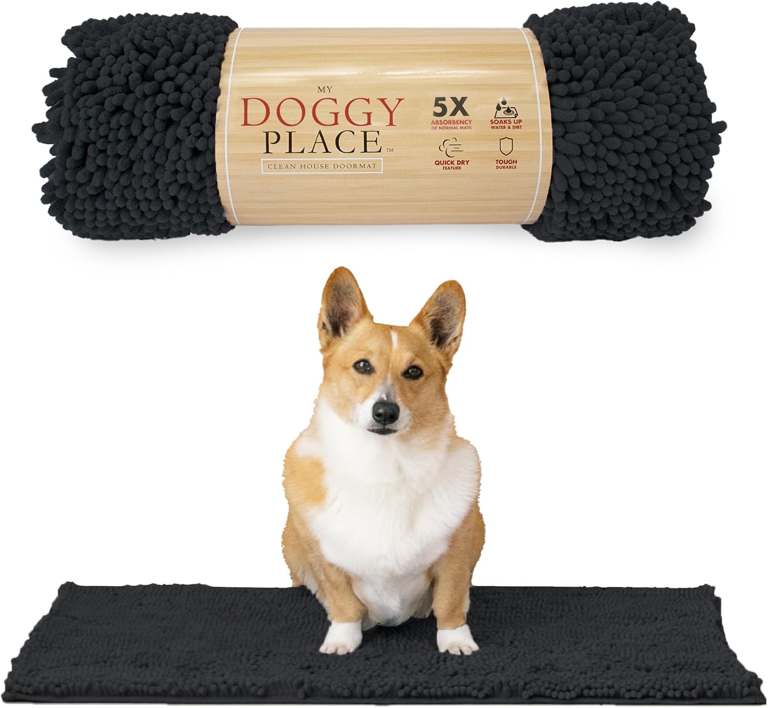 Dog Mud Mat, 31" x 20" Sage – Thick Microfiber Entry Rug for Snow, Mud & Salt – Absorbent, Quick-Dry, Washer-Safe & Non-Slip, Medium