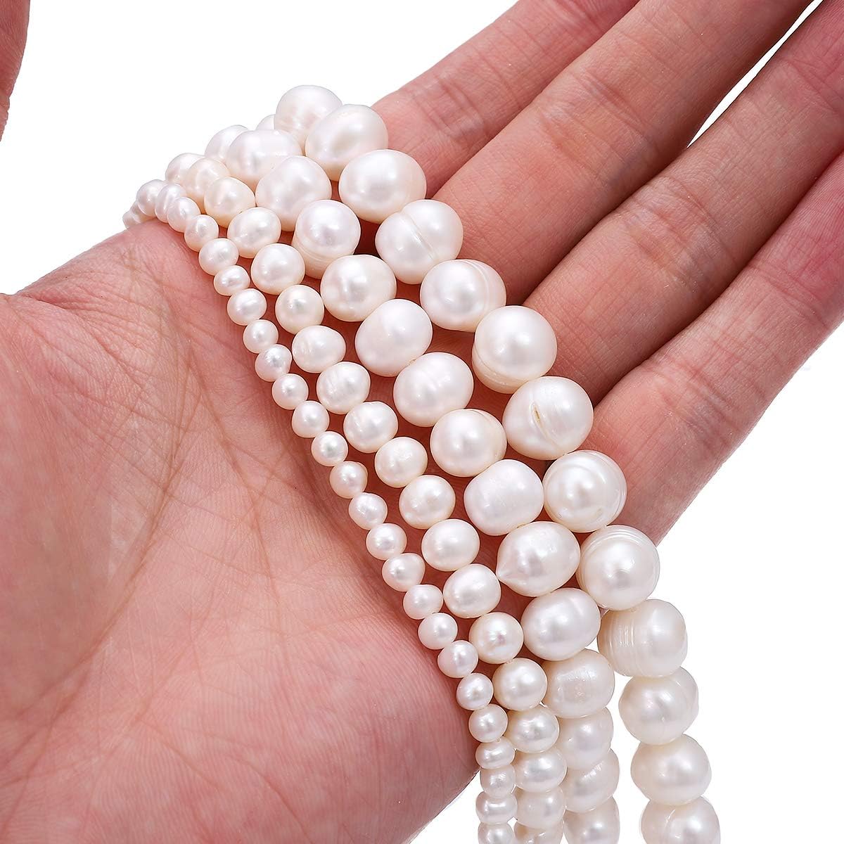 BEADIA Natural Pearl Beads Side Hole 7-8mm Purple Freshwater Cultured Loose Gemstone Beads for DIY Jewelry Making 13.8''/Strand