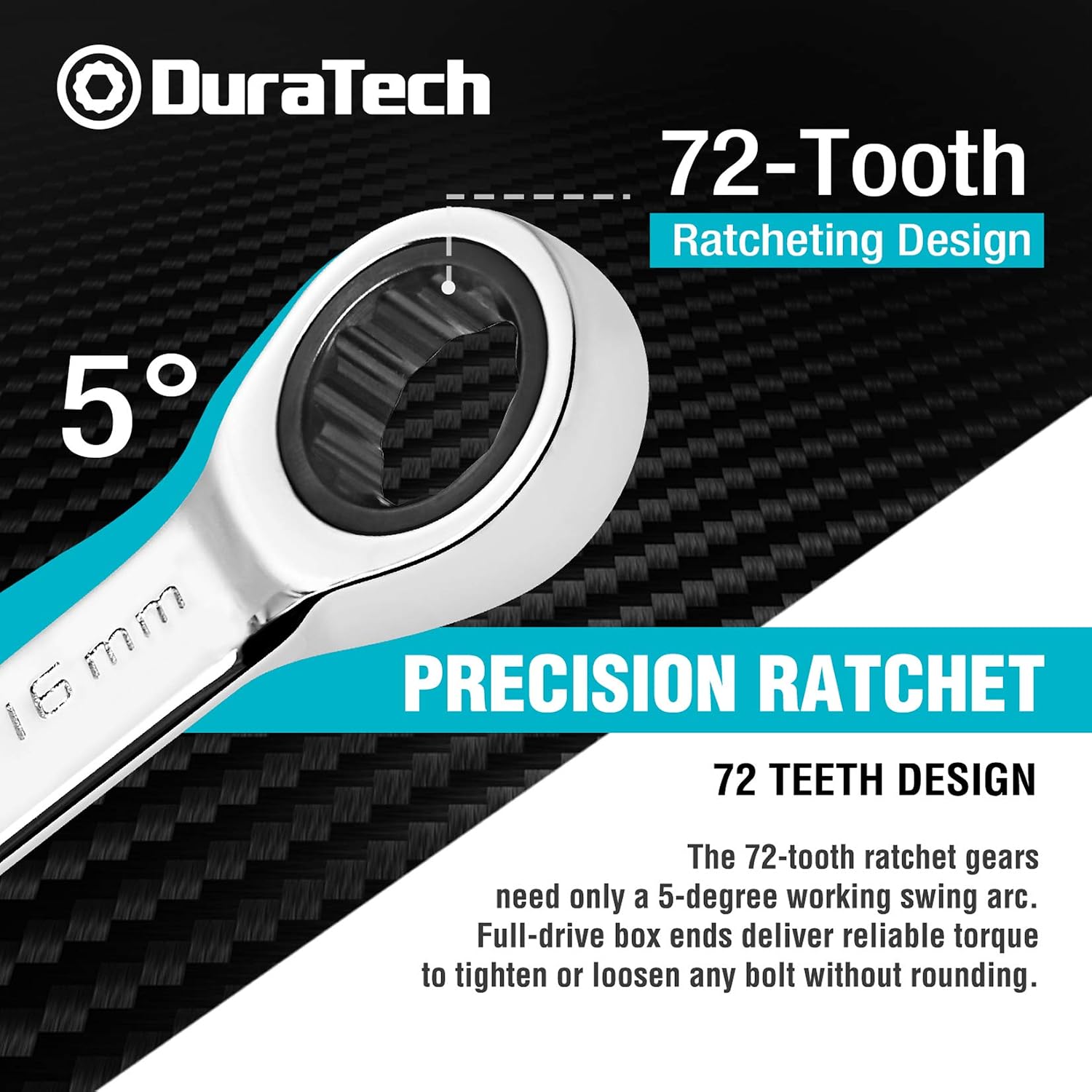 DURATECH Double Box End Ratcheting Wrench Set, SAE, 5-Piece, 5/16" to 7/8"