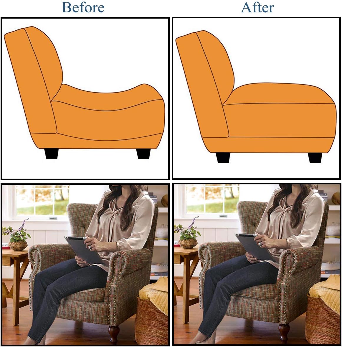 Sagging Couch Support Under Cushion Sofa Seat Saver Fordable Support Board for Sofa (21''x 16'')