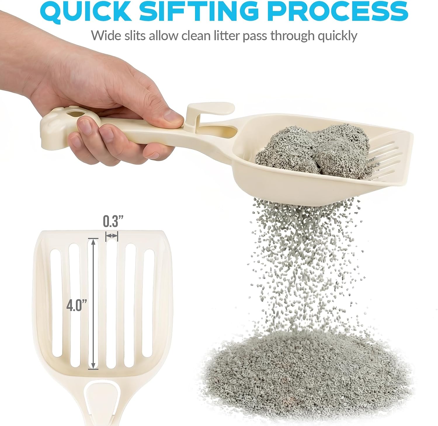 Depets Cat Litter Scoop, Kitty Litter Scooper for Pine Pellet, Wide Slats
