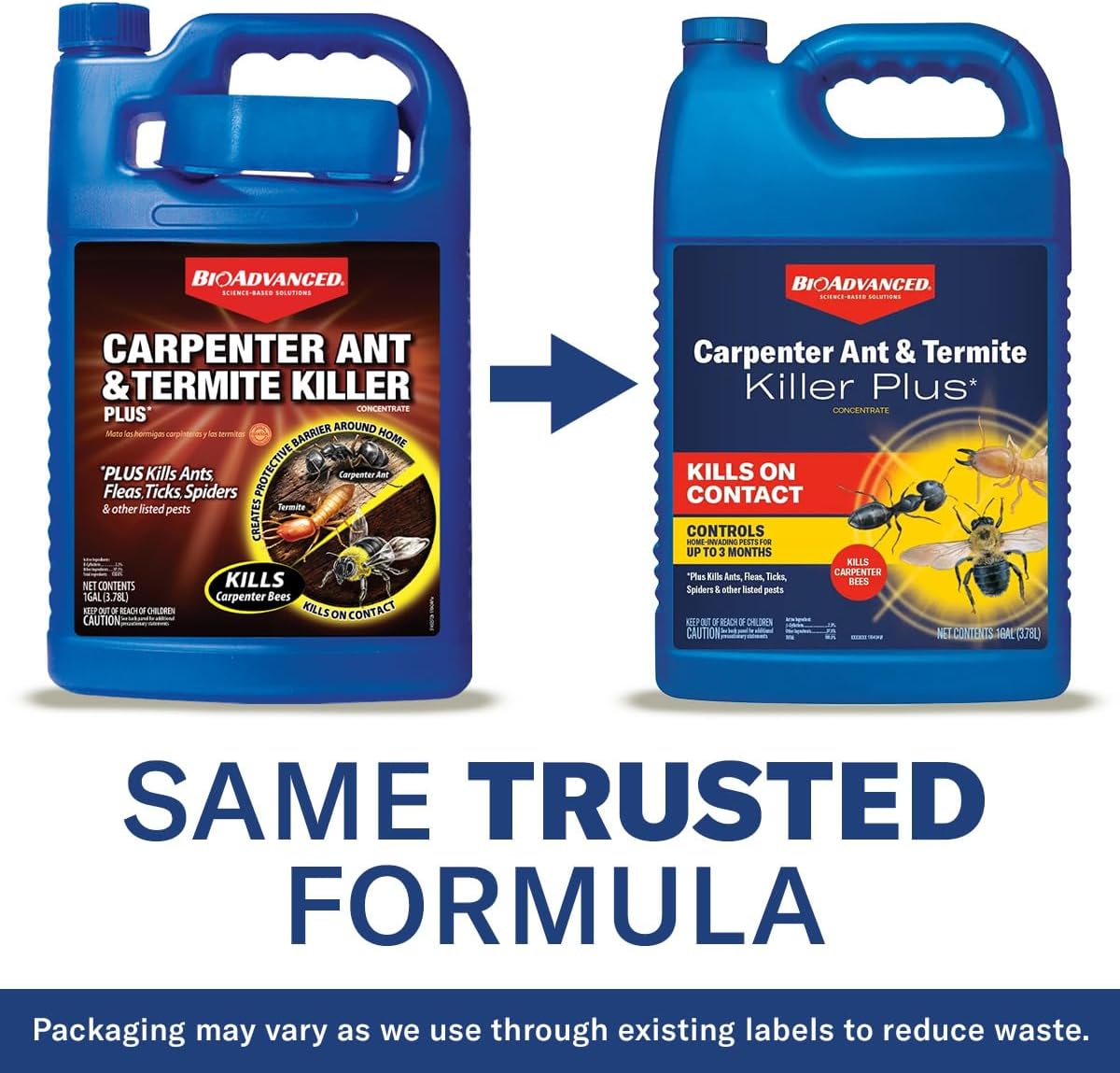 BioAdvanced Carpenter Ant & Termite Killer Plus Spray - 1 Gal Bottle | Ready-to-Use - Kills Carpenter Bees - Indoor & Outdoor Insect Control - Sprayer Included