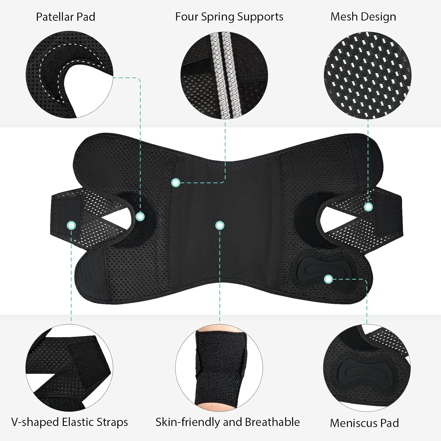 Knee Brace with Side Stabilizers for Meniscus Tear,Adjustable Knee Wrap | for Pain Relief, Breathable Compression Knee Support for Knee Pain, ACL, MCL, Arthritis, Sports, Women&Men (Black, X-Large)