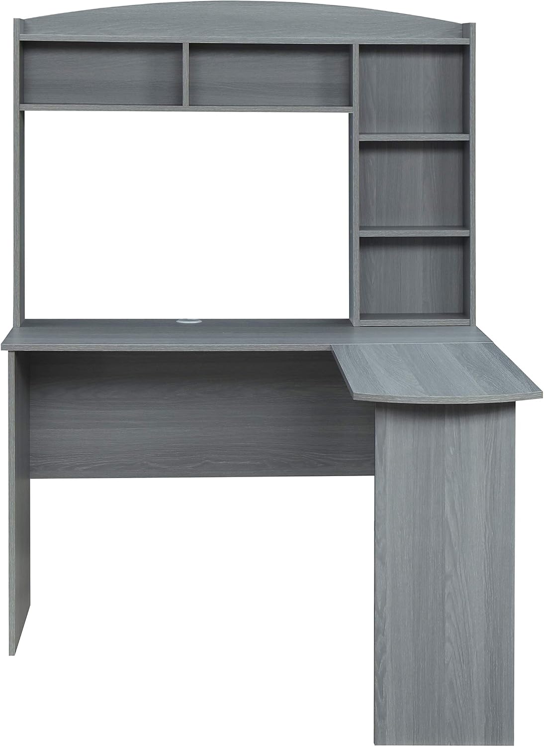 Techni Mobili Modern L-Shaped Desk with Hutch, Grey