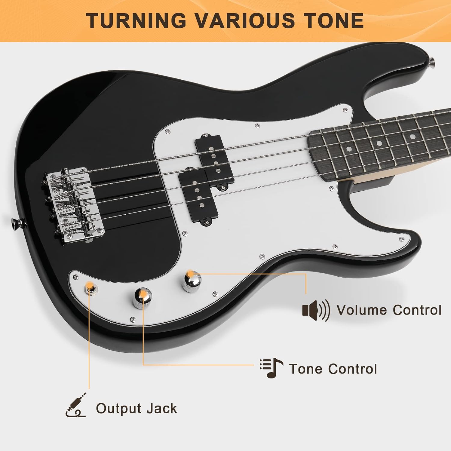 GLARRY Full Size Electric Bass Guitar Beginner Kit 4 String Exquisite Basswood Bass with 20W AMP, Cable, Strap, Bag and Accessories (Transparent Blue, 39"Right Handed)