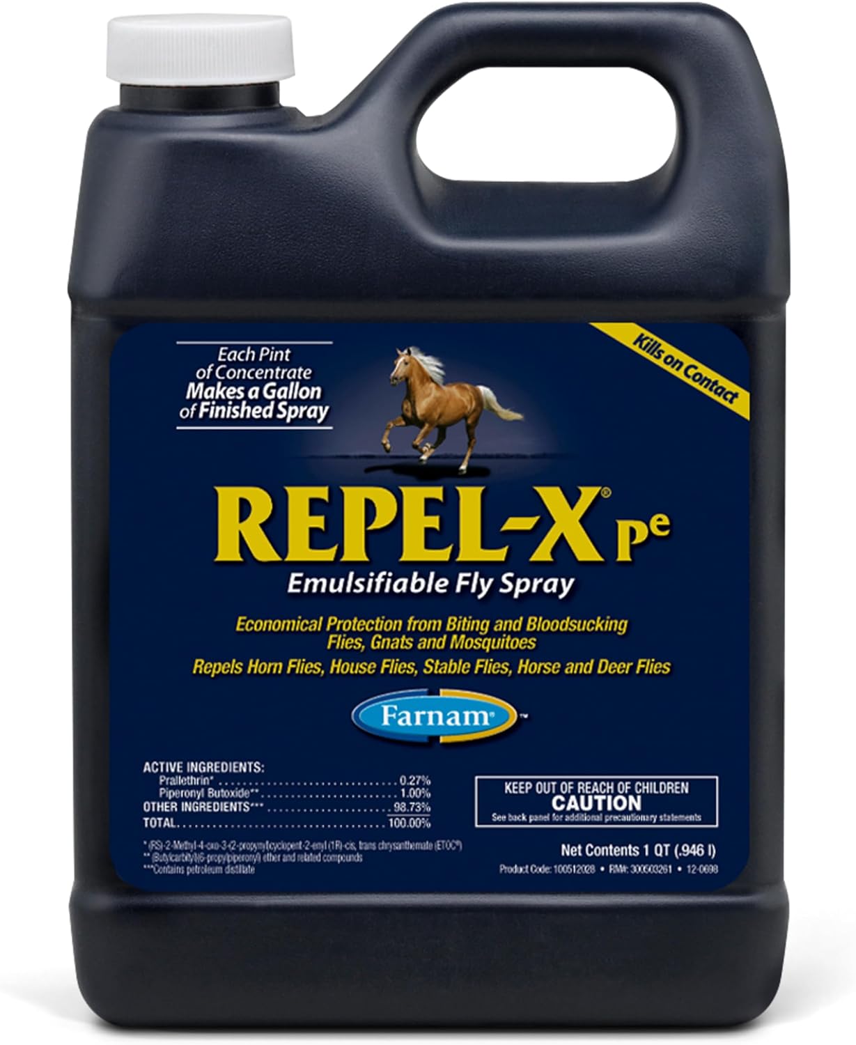 Farnam Repel-X pe Fly Spray Concentrate for Horses & Dogs, 16 oz | Makes 4 Quarts,Repels barn flies, gnats, mosquitoes, ticks, and lice as a concentrated that mixes with water