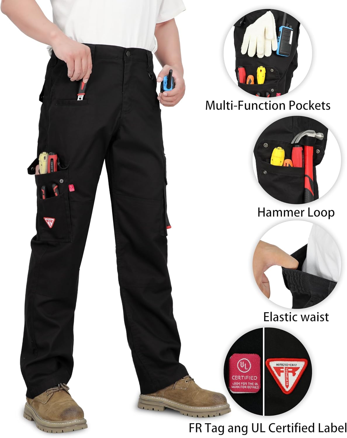 TICOMELA FR Pants for Men 7.5oz Lightweight (9 Pockets) Multi-Pocket 100% C