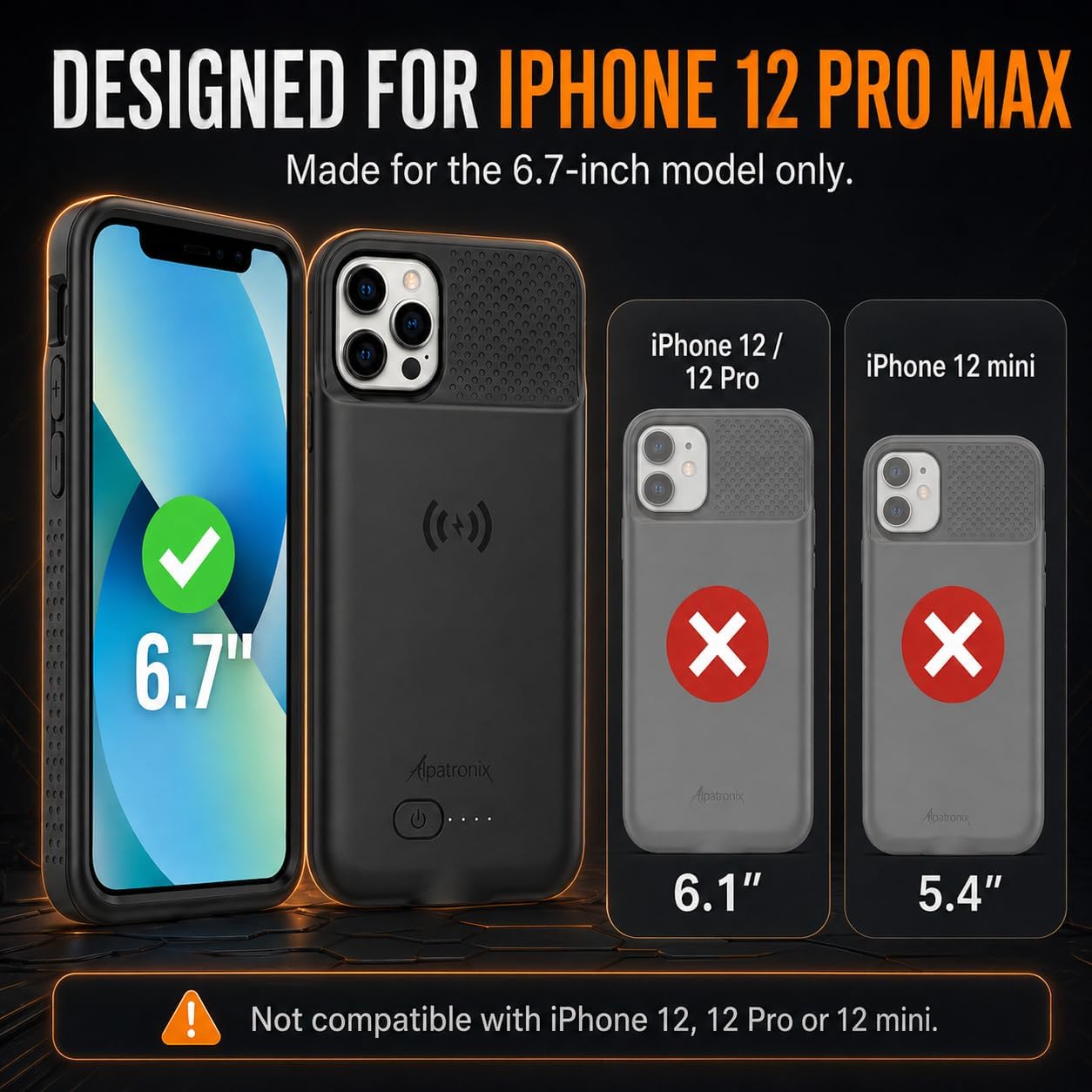 Alpatronix Battery Case for iPhone 12 Mini and iPhone13 Mini (5.4 inch), Slim Portable Protective Extended Charger Cover with Wireless Charging