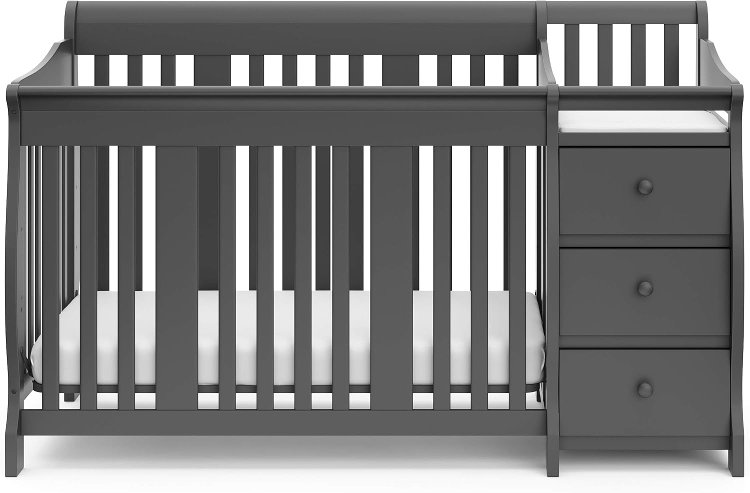 Storkcraft Portofino 5-in-1 Convertible Crib and Changer, Pebble Gray
