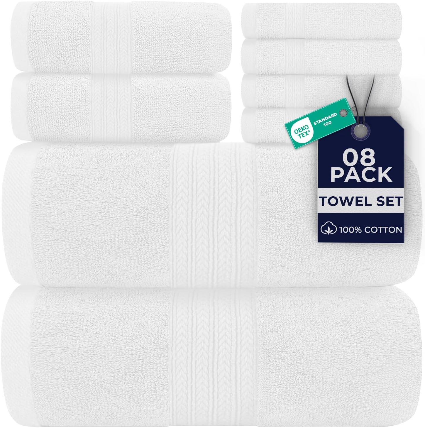 DAN RIVER 24 Pack Cotton Wash Cloths Set for Showering [12x12] White