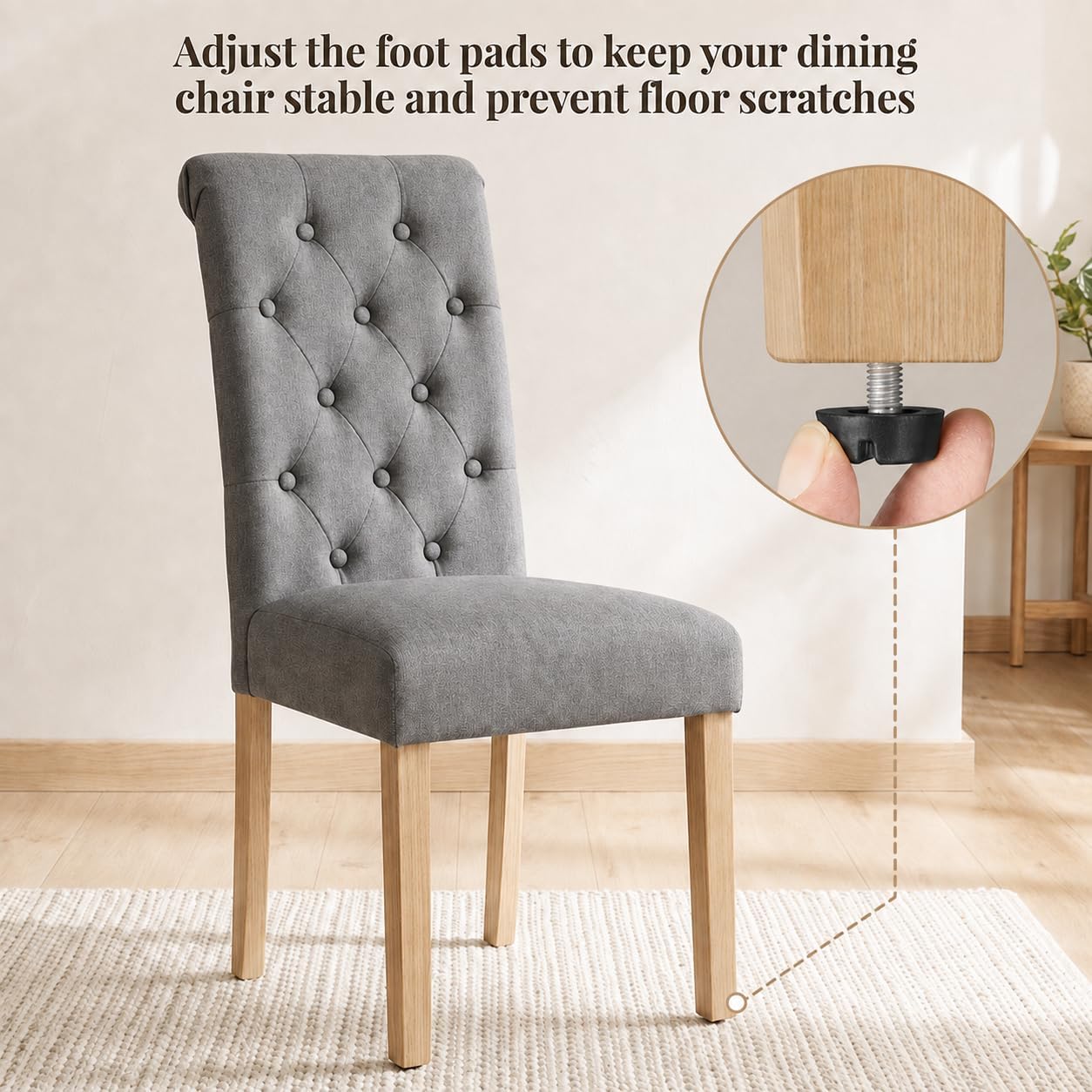 Yaheetech Dining Chairs Set of 2 Modern Upholstered Parson Chairs Dark Gray