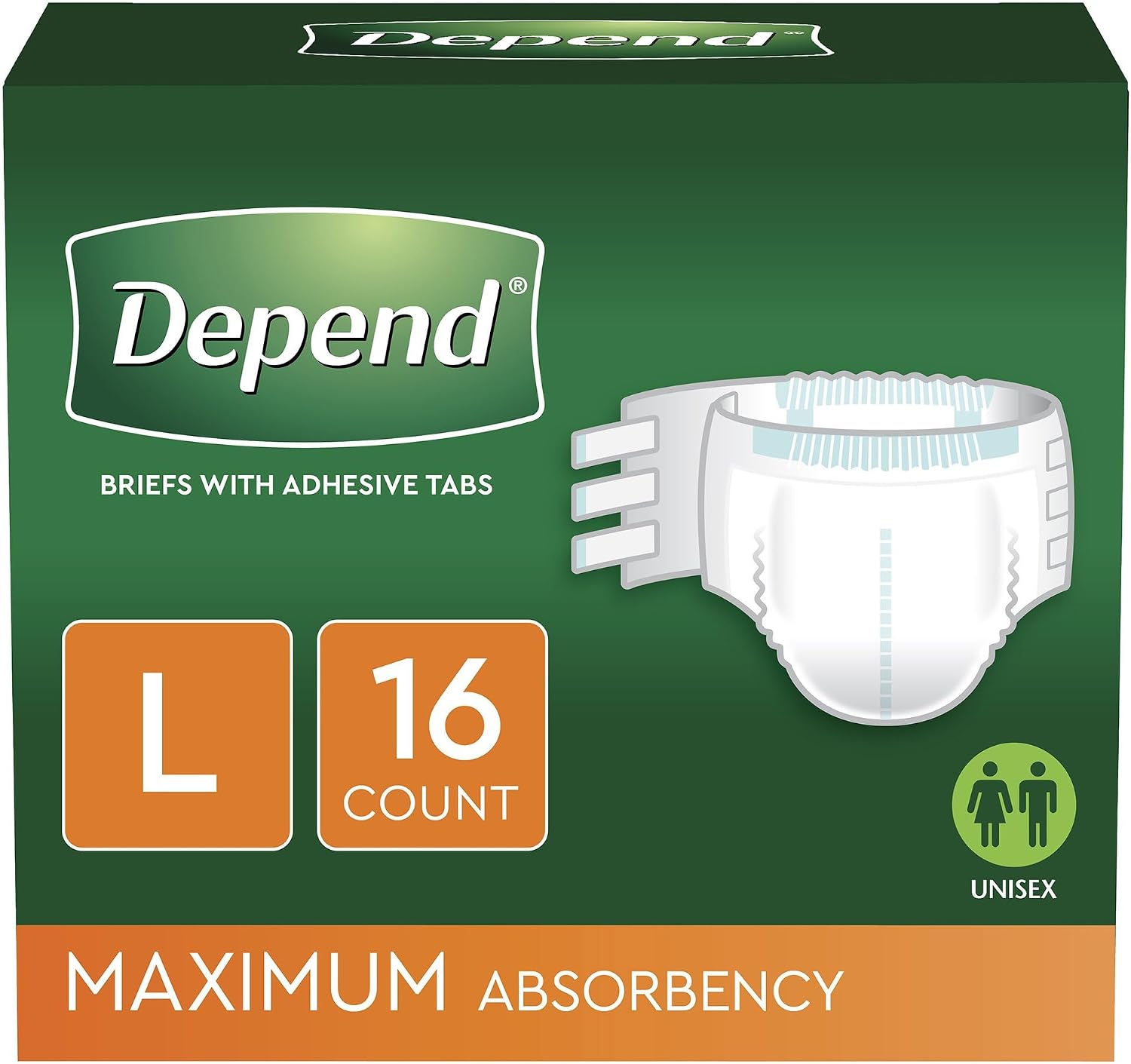 Depend Adult Diapers with Tabs, Incontinence Protection with Tabs, Unisex, Small/Medium (19–34" Waist, Up To 170 lbs), Maximum Absorbency, 60 Count (3 Packs of 20)