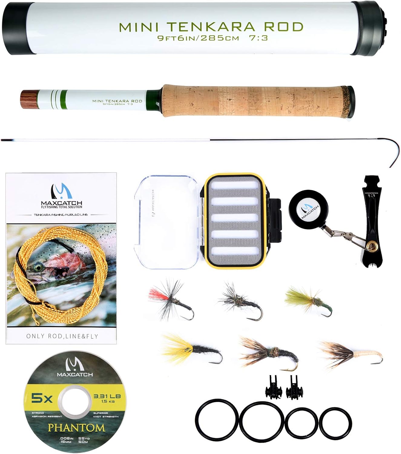 Maxcatch Mini Tenkara Fly Fishing Rod with Extra Tip Section 12ft, 9ft6
