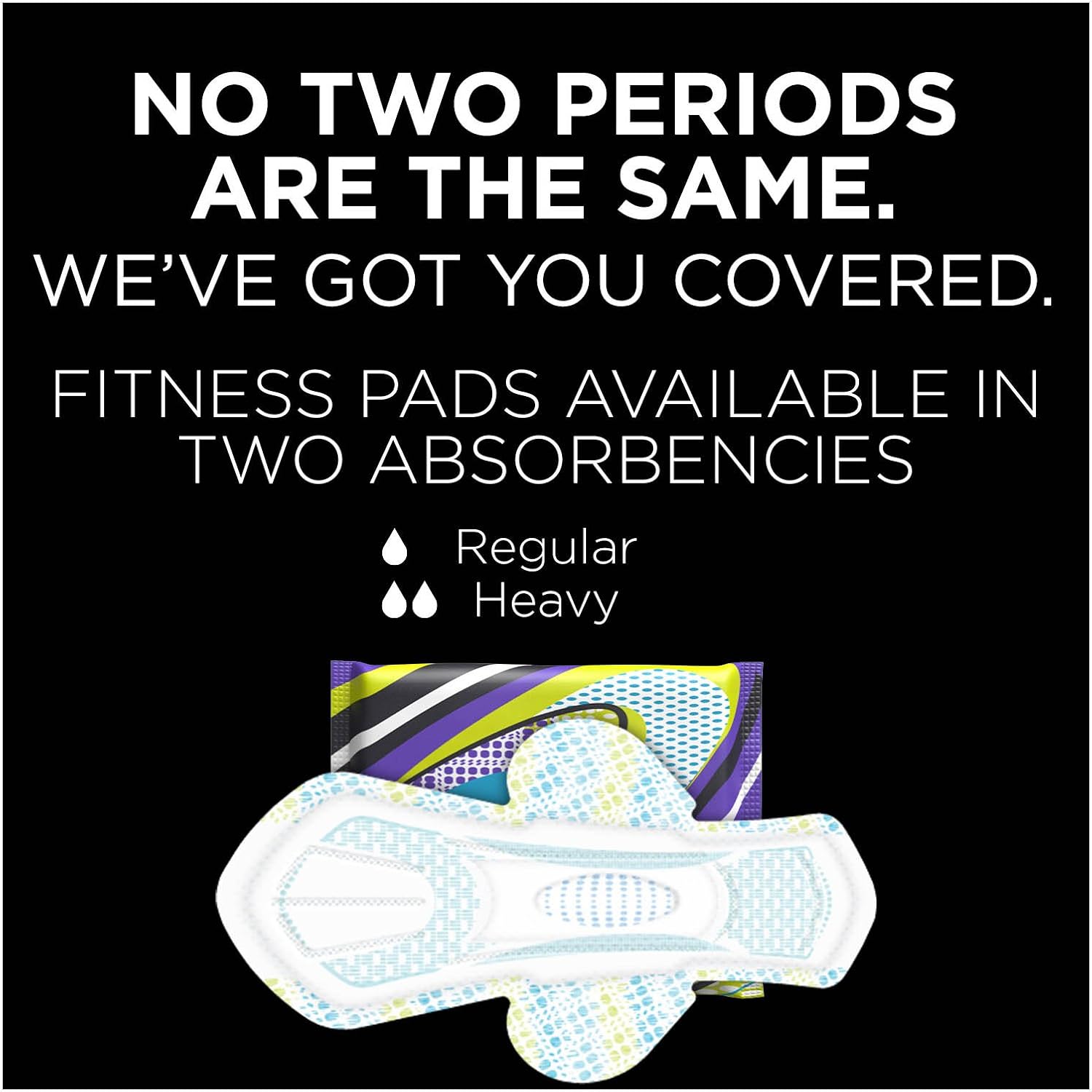 U by Kotex Unscented Heavy Absorbency Fitness Ultra Thin Pads with Wings, 13 Count