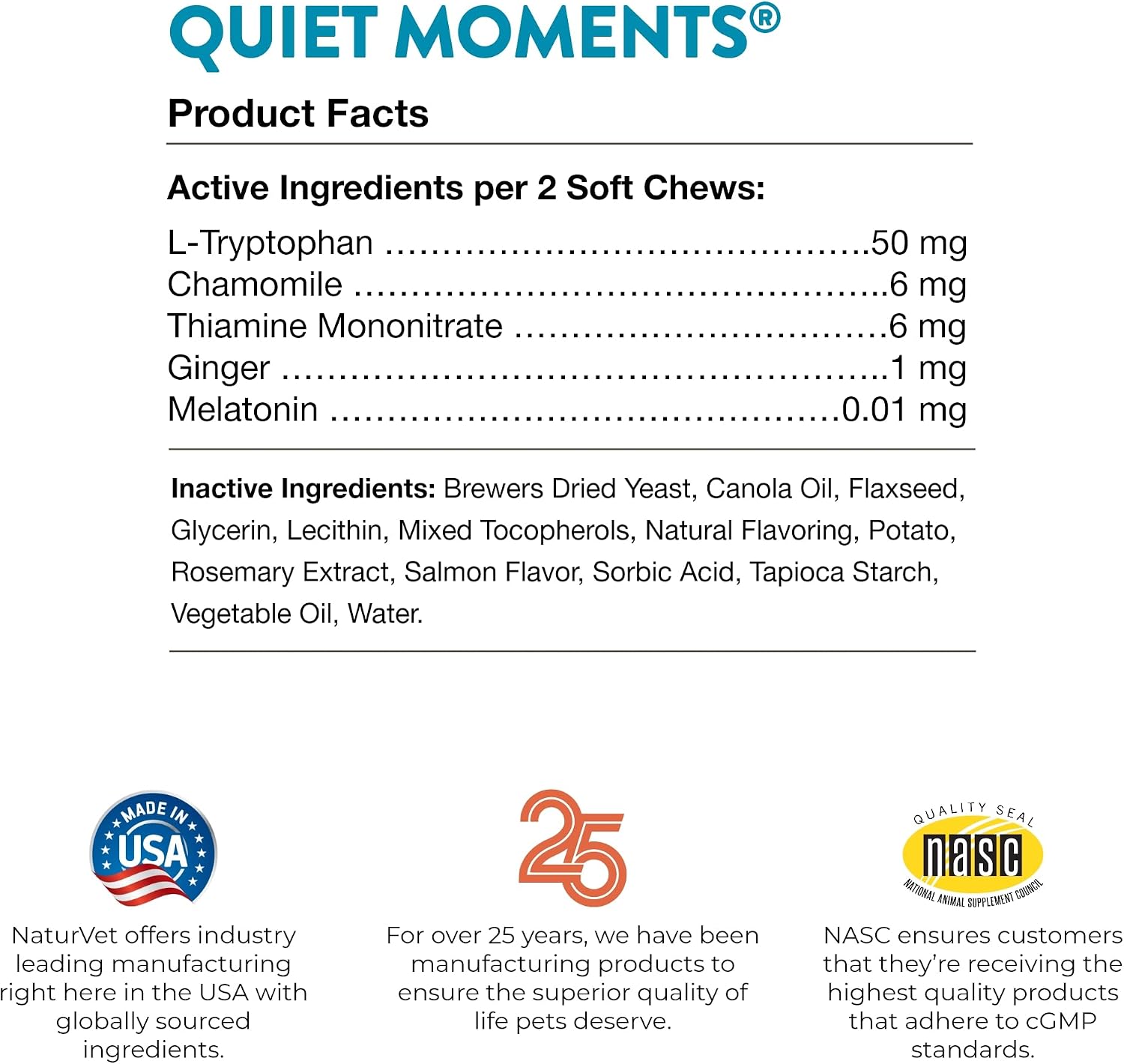 NaturVet Quiet Moments Calming Plus Melatonin Cat Supplement - 50 Count | Calming Aid for Cats - Reduce Stress, Pet Storm Anxiety, Motion Sickness - Great for Grooming, Separation and Travel