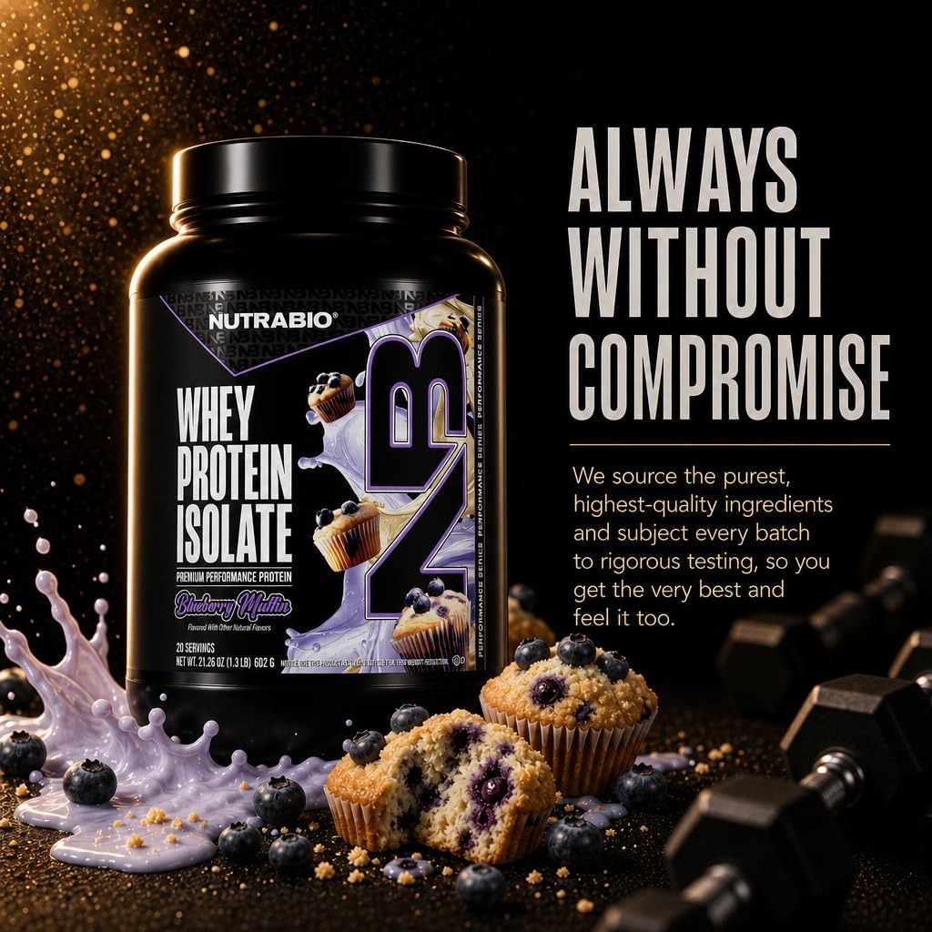 NutraBio 100% Whey Protein Isolate Protein Powder, 25g Protein with Complete Amino Acid Profile, Non-GMO, Soy & Gluten Free, Low Carb, Low Calorie Whey Protein Powder, Raw Unflavored, 20 Servings