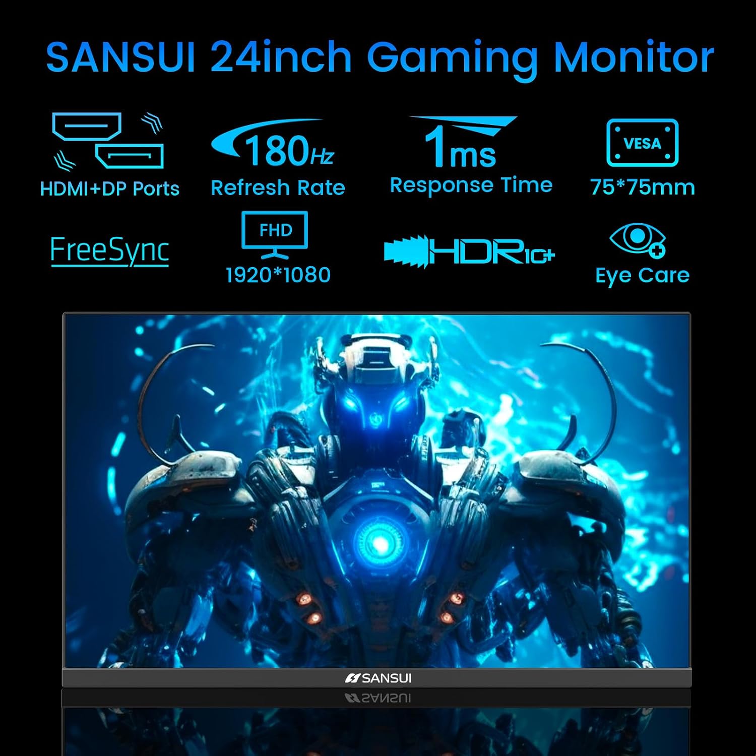 SANSUI 32 Inch Curved 240Hz Gaming Monitor High Refresh Rate, FHD 1080P | Gaming PC Monitor HDMI DP1.4, 1500R Curvature, 1Ms MPRT, HDR,Metal Stand,VESA Compatible(DP Cable Incl.)