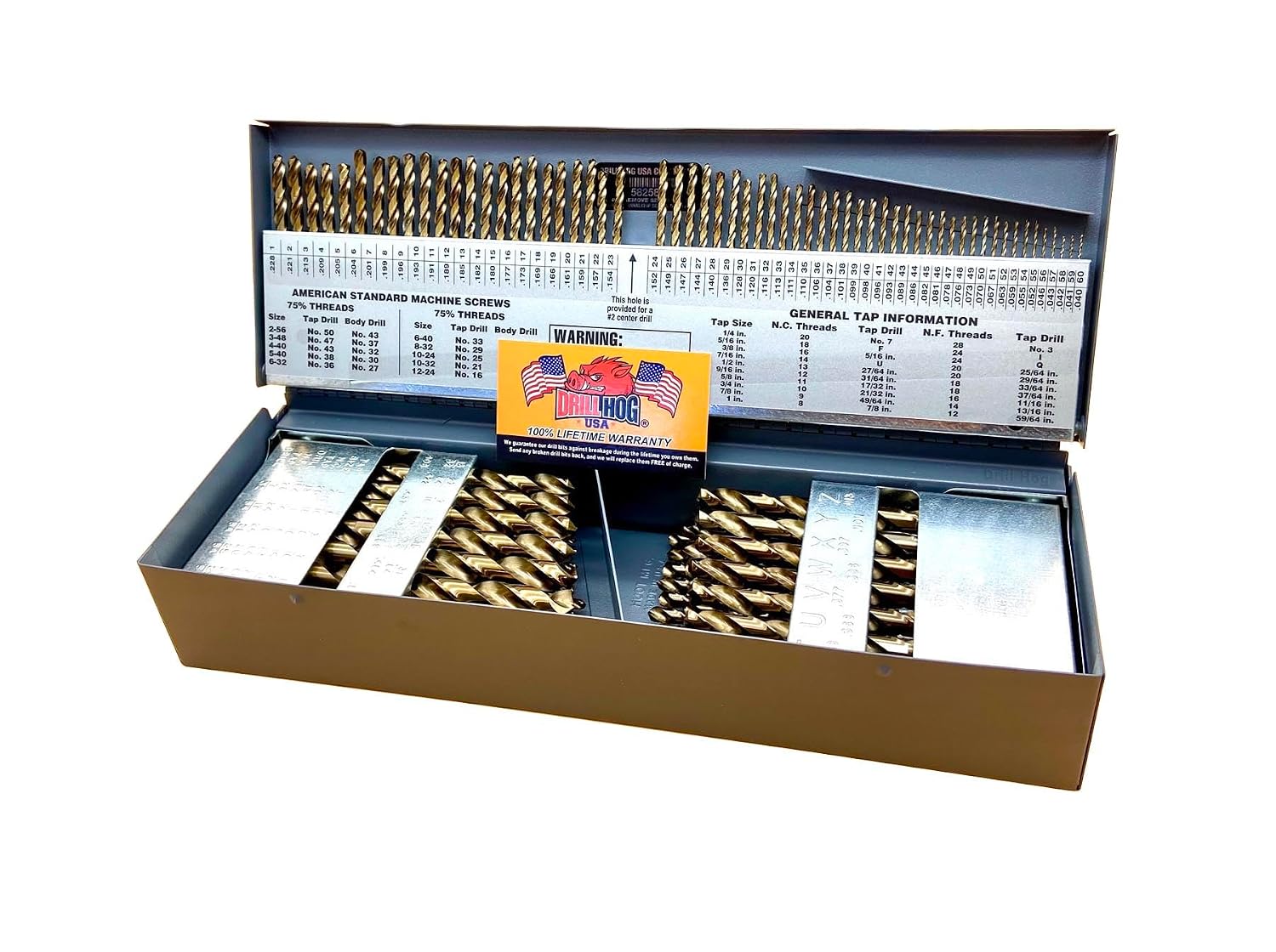 Drill Hog 115 Pc Drill Bit Set Cobalt M42 Fractional Letter Number