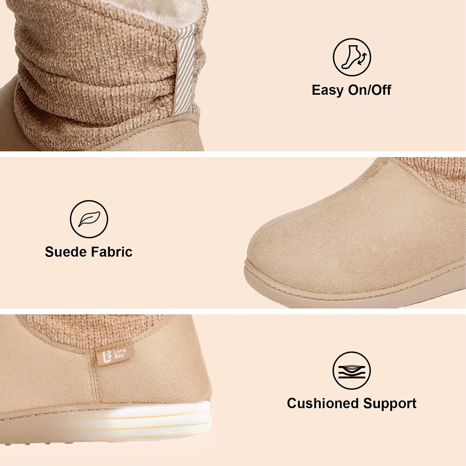LongBay Slippers Boots for Women Warm Winter Fuzzy Bootie House Shoes Gifts