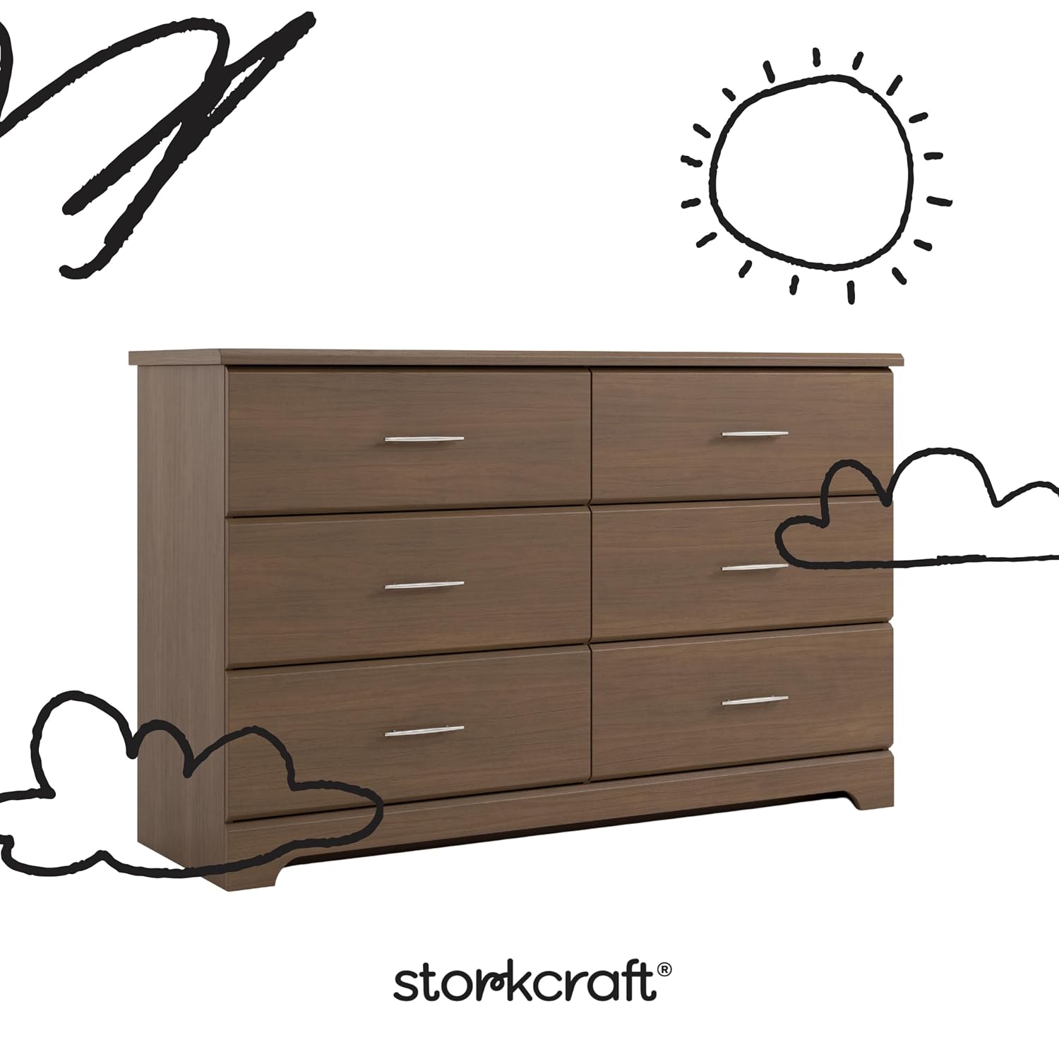 Storkcraft Brookside 2 Drawer Changing Table Dresser, Pebble Gray