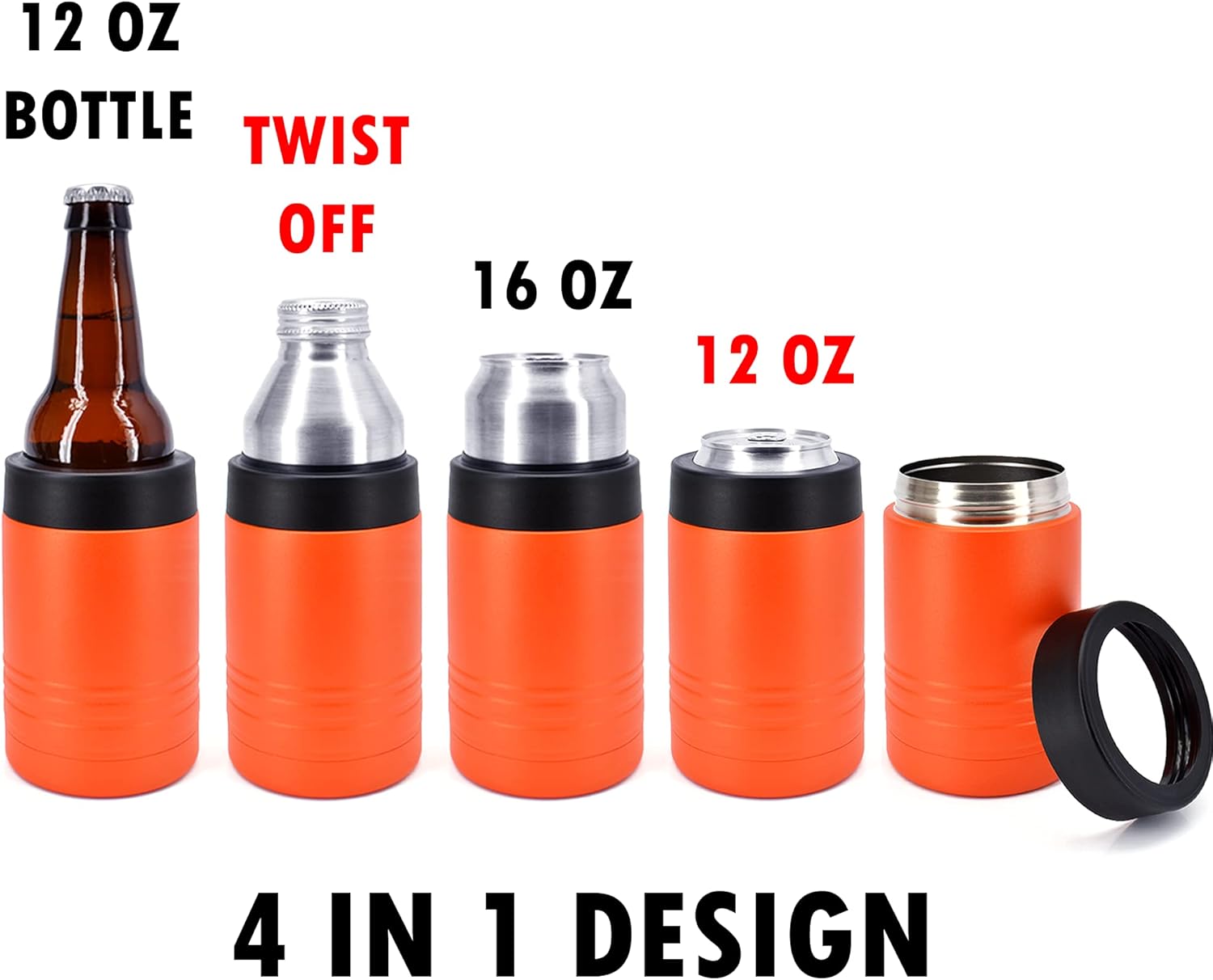 Clear Water Home Goods 12 oz 4-in-1 Stainless Steel Can Cooler (6-Pack)
