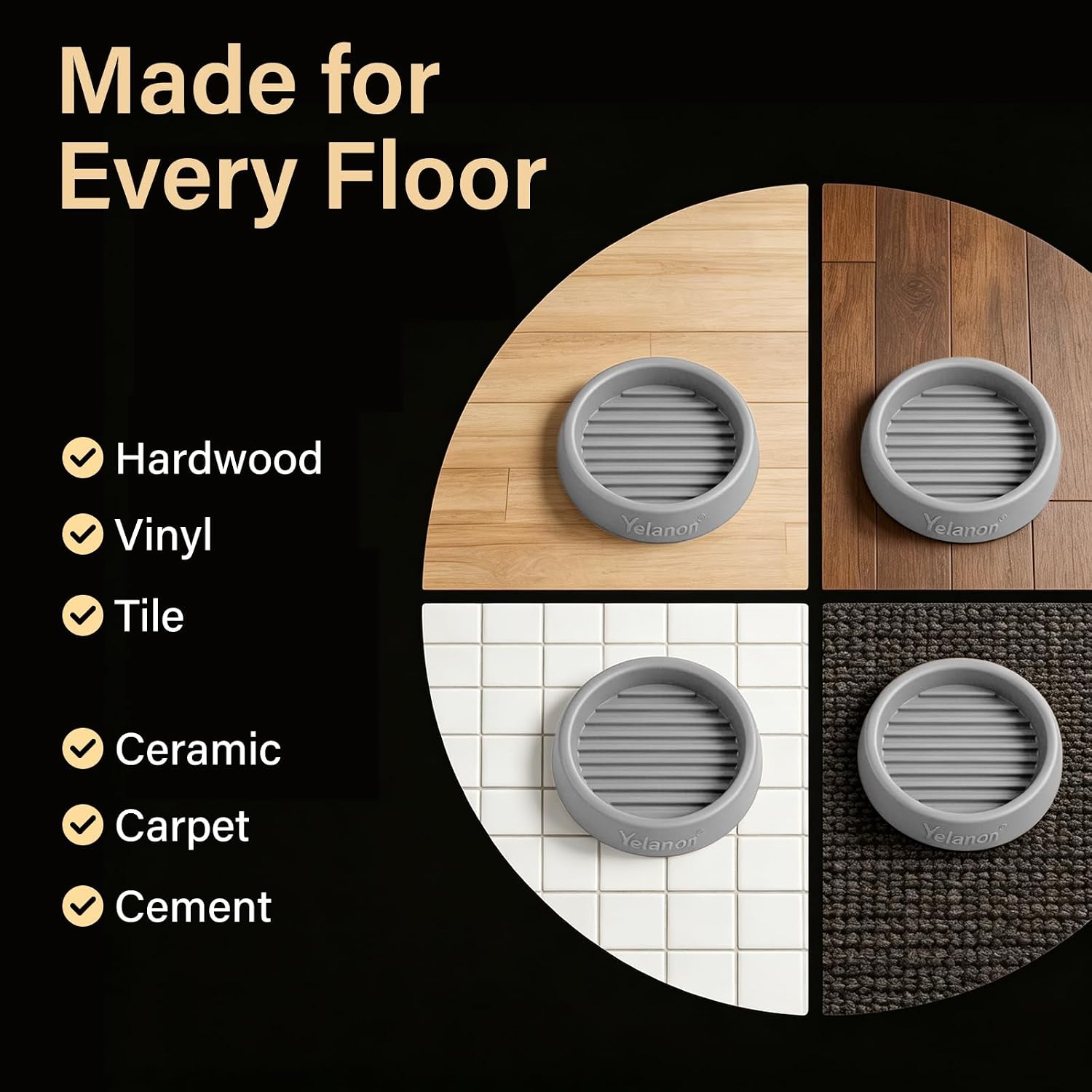Yelanon Furniture Coasters 8 Pcs 3" Square Brown Caster Cups for Hardwood