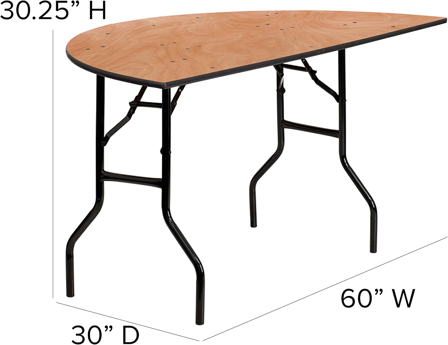 BizChair 5-Foot Half-Round Wood Folding Banquet Table