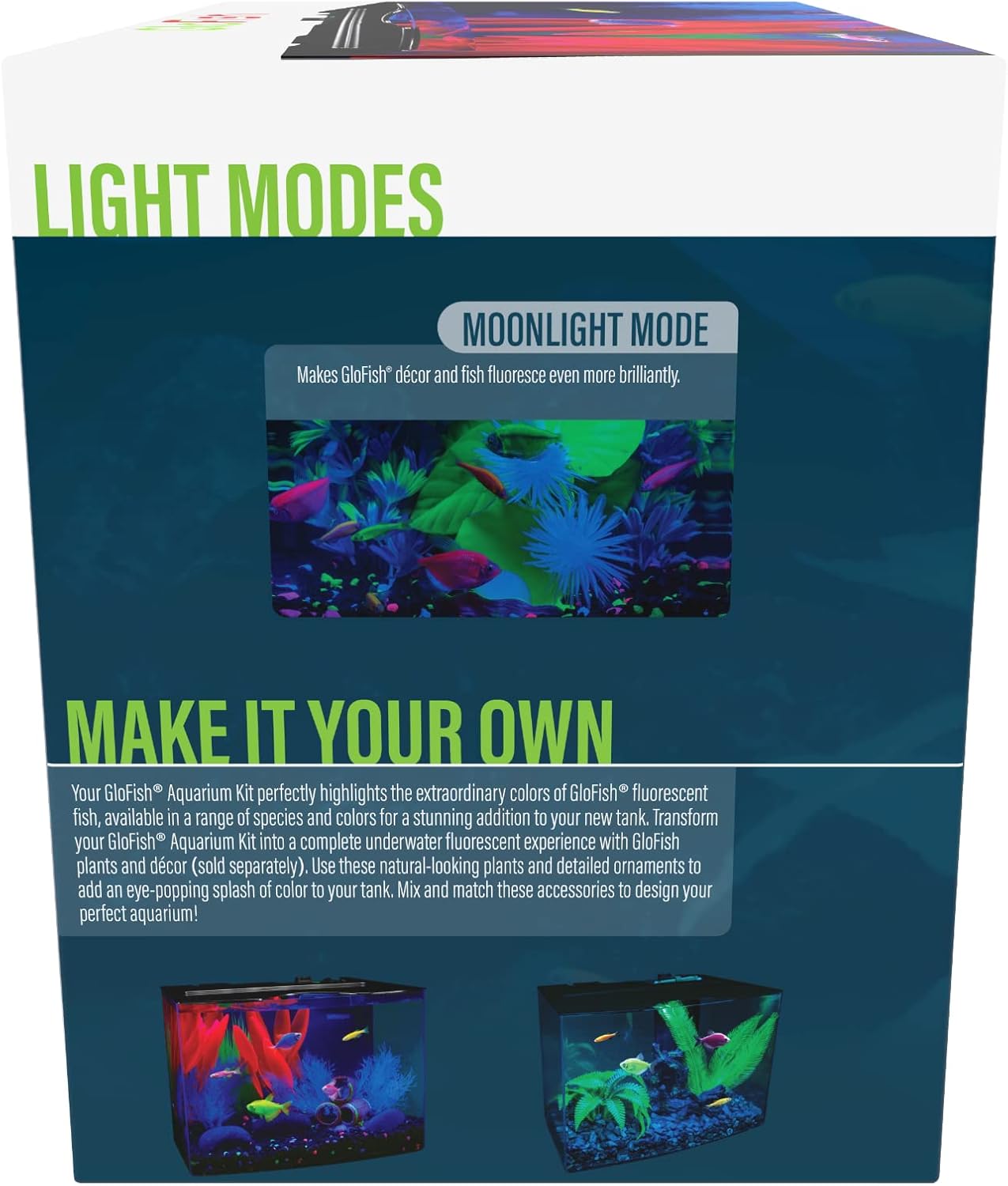 GloFish Crescent aquarium Kit 3 Gallons, Includes Hidden Blue LED Light And Internal Filter