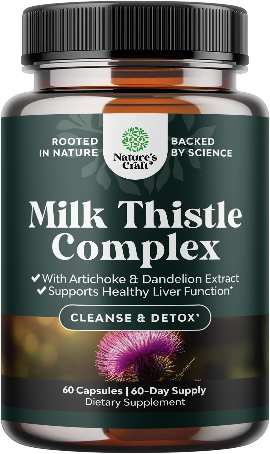 Liver Support Milk Thistle Supplement for Liver Cleanse Detox & Repair - Advanced Milk Thistle and Dandelion Root Supplement with Artichoke Extract