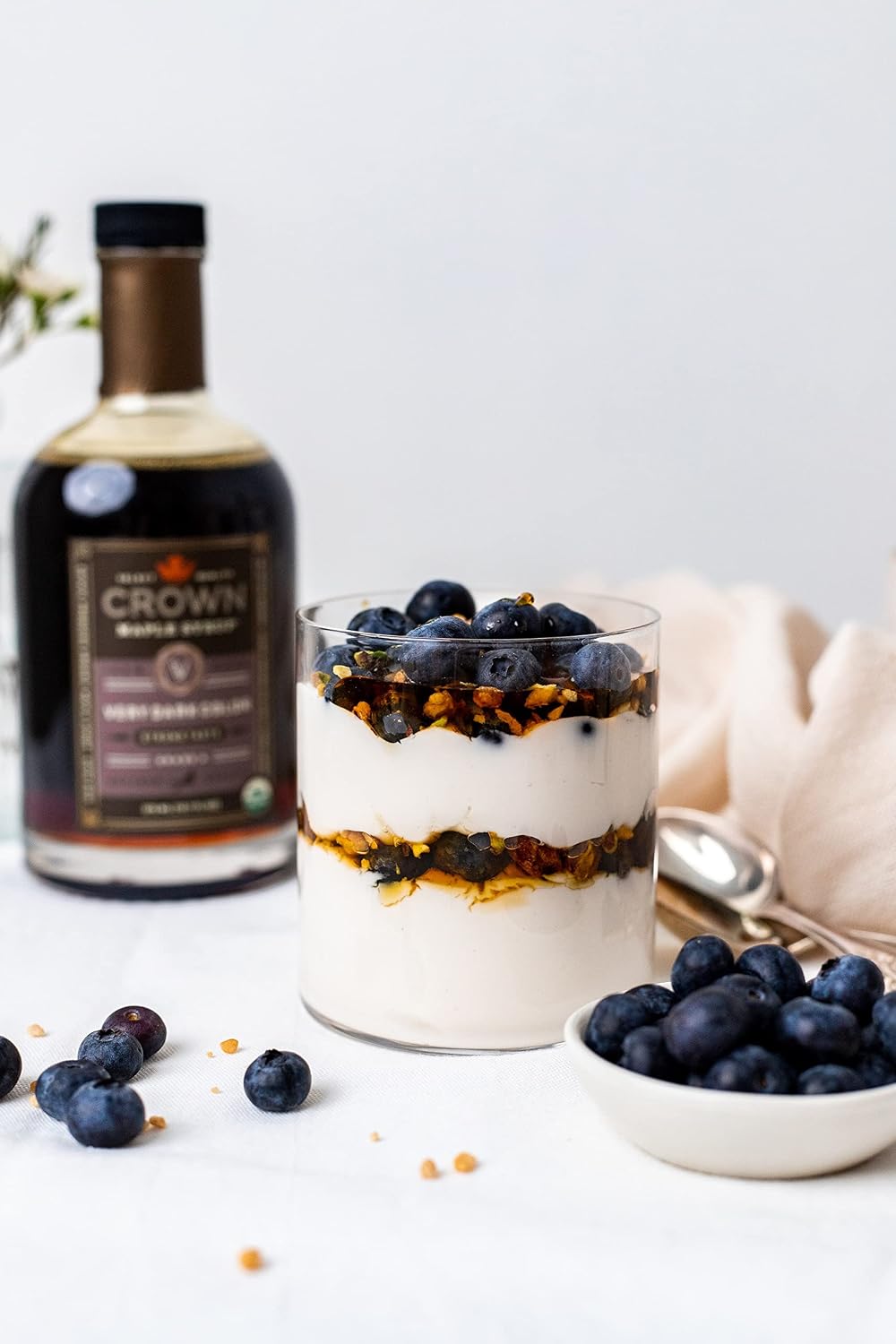 Crown Maple Organic 100% Pure Amber Color Rich Taste Maple Syrup, Flavor Marinades, Cocktails, Pancakes, Squash & Bacon, 12.7 Fl Oz