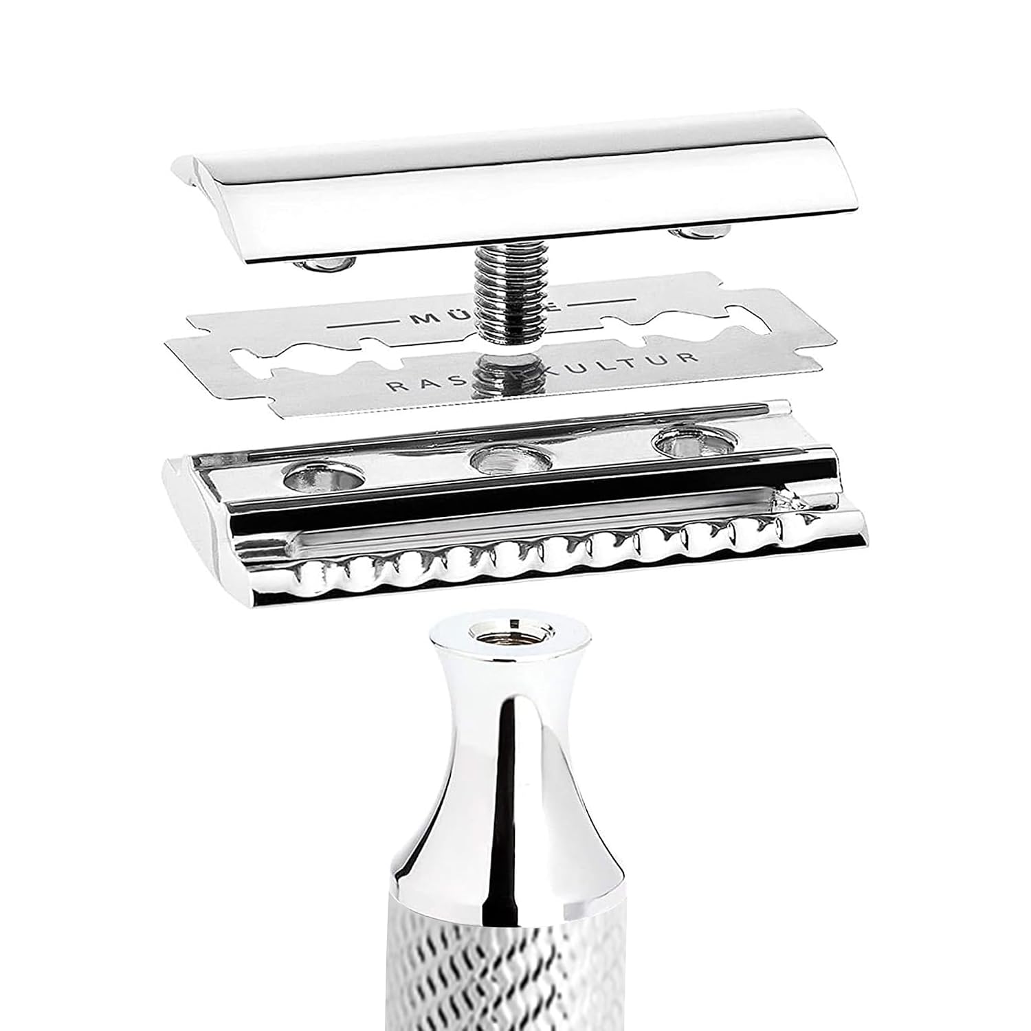 MÜHLE R89 Grande Double Edge Safety Razor for Men, Chrome, Closed Comb Head | Durable lustrous construction