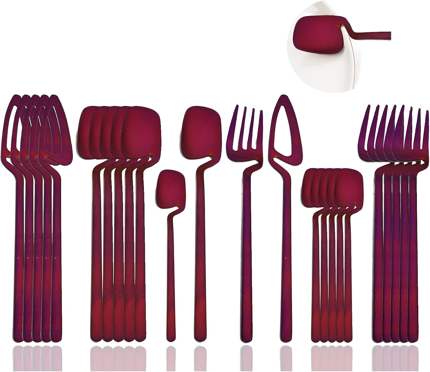 JASHII Silverware Set Satin Finish 24-Piece Stainless Steel Flatware Set Kitchen Utensil Set Service for 6 Tableware Cutlery Set Dishwasher Safe