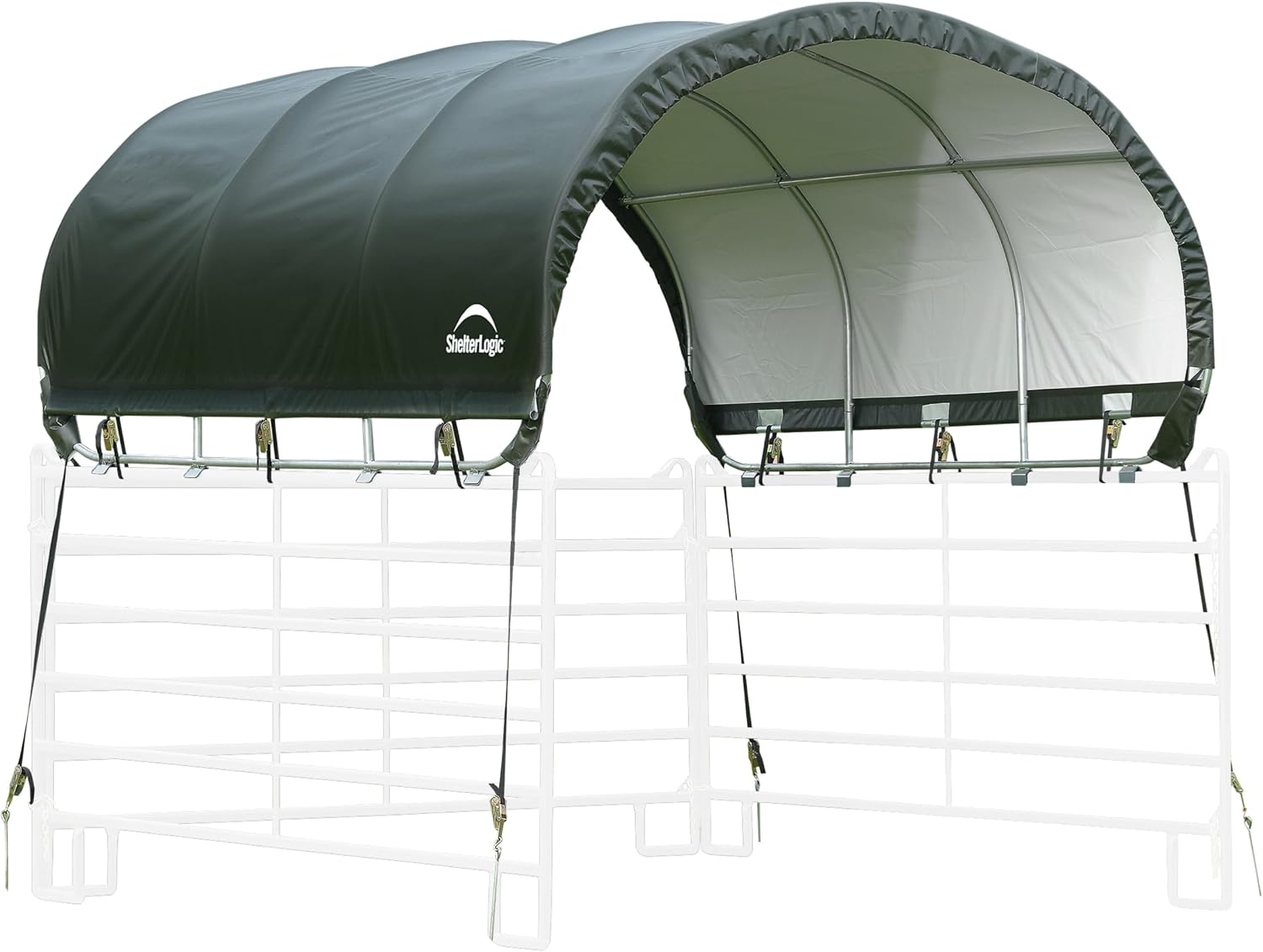 ShelterLogic 10' x 10' Powder Coated Green Corral Shelter Livestock Shade