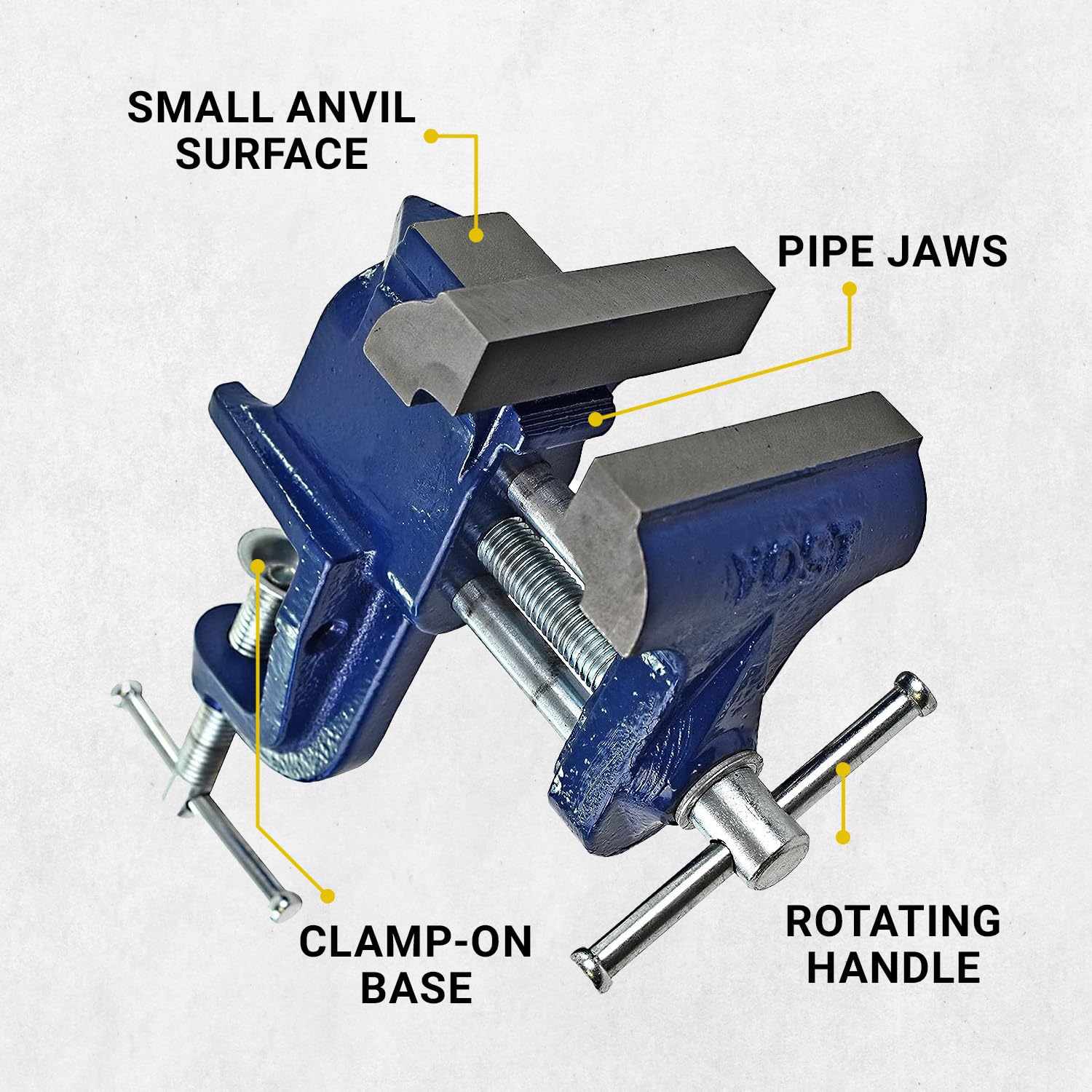 Yost Vises COV-3 Clamp-On Vise | 3 Inch Jaw Width Portable Vise | Made from Gray Iron Casting | Blue