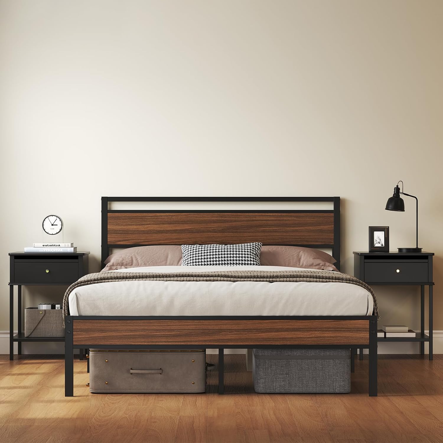 Z-hom Easy Assembly Queen Bed Frame & Headboard Footboard,Underbed Storage | Sturdy Metal Structure,Silent Anti-Slip Support,Under Bed Storage Space,No Box Spring Needed,Modern Bedroom Furniture