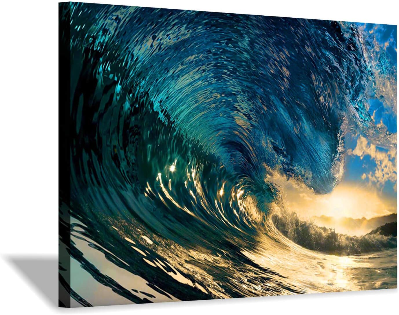 Hardy Gallery Ocean Wave Canvas Wall Art Coastal Decor 16x11 Inch