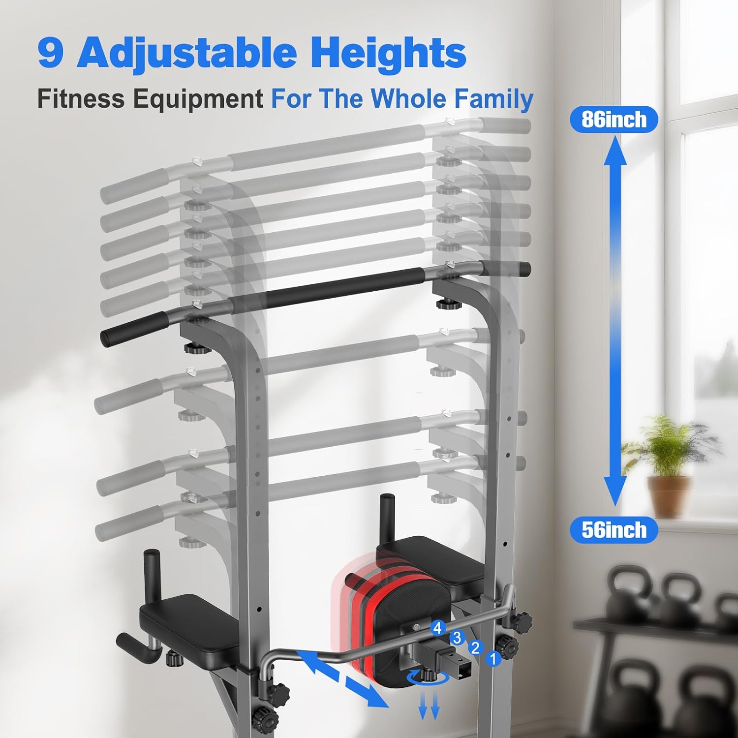 RELIFE REBUILD YOUR LIFE Pull Up Bar Free Standing Power Tower for Home Gym | Dip Station Pull Up Station, Multi-Function Home Fitness Equipment for Pull-Ups, Dips, Push-Ups, Full Body Strength Training