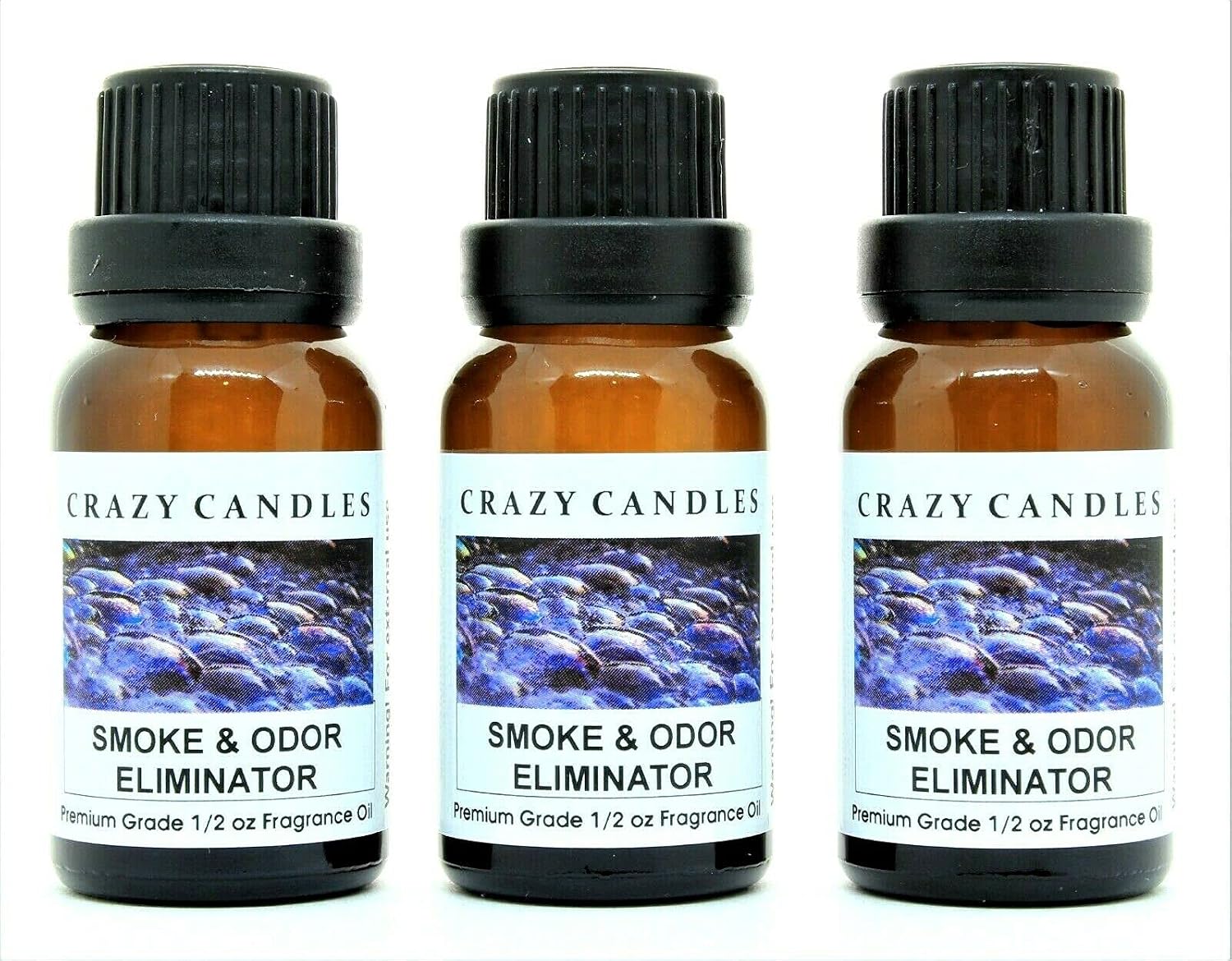 Crazy Candles Smoke and Odor Eliminator 3 Bottles 1/2 FL Oz Each (15ml) Premium Grade Scented Fragrance Oil