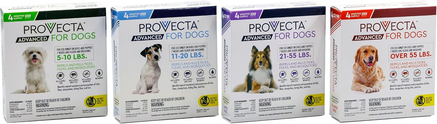 Provecta® Advanced for Extra Large Dogs (Over 55 lbs) Flea and Tick Topical Treatment, 4-Month Supply
