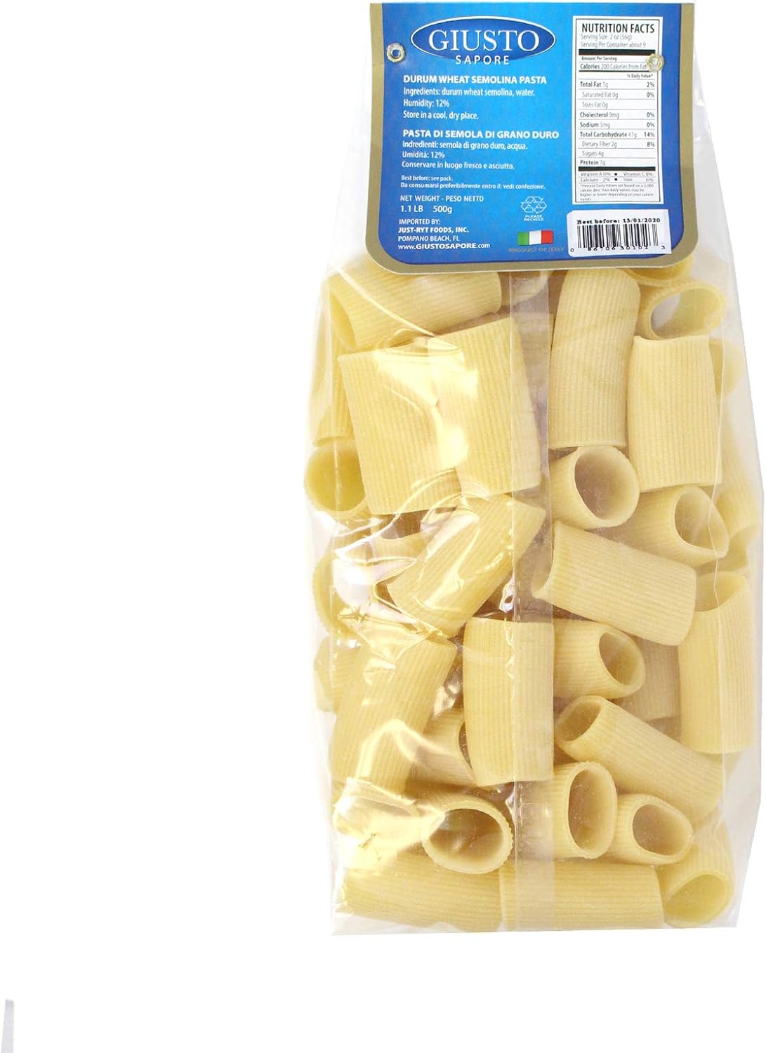 Giusto Sapore Italian Pasta - Caserecce 454g - Premium Organic Bronze Drawn Durum Wheat Semolina Gourmet Pasta Brand - Imported from Italy and Family Owned