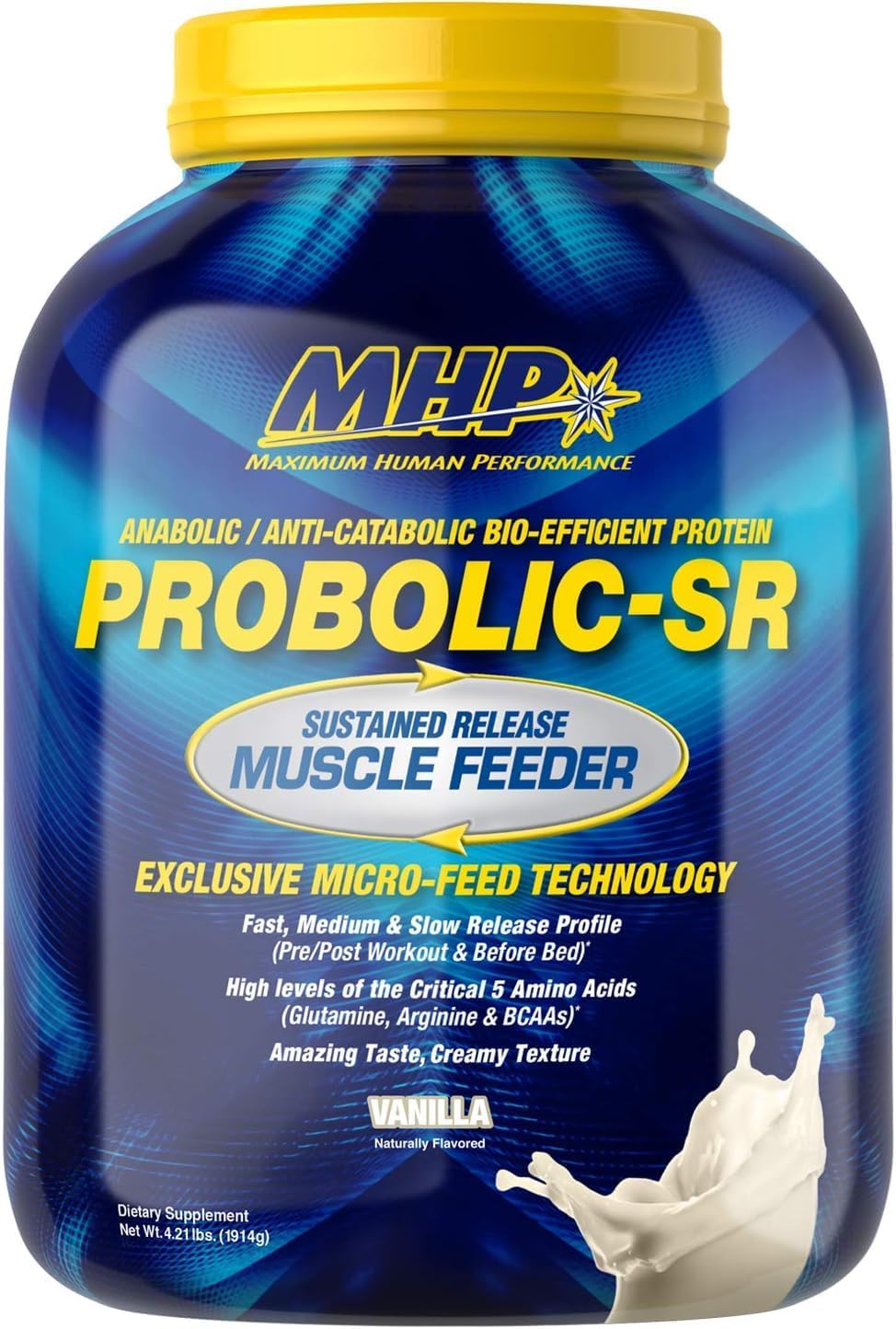 Maximum Human Performance Probolic-SR Sustained Release Protein Powder, 24g Protein, BCAAs, Glutamine, Arginine, Pre-Workout, Post-Workout