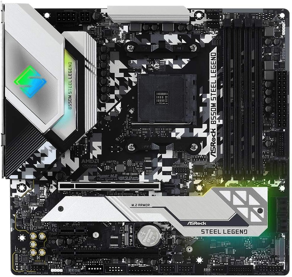 ASRock B550M-HDV Socket AM4 Micro-ATX Motherboard, Supports AMD Ryzen 5000/4000/3000 Series Processors, DDR4 4733+(OC), PCIe 4.0, Gigabit LAN