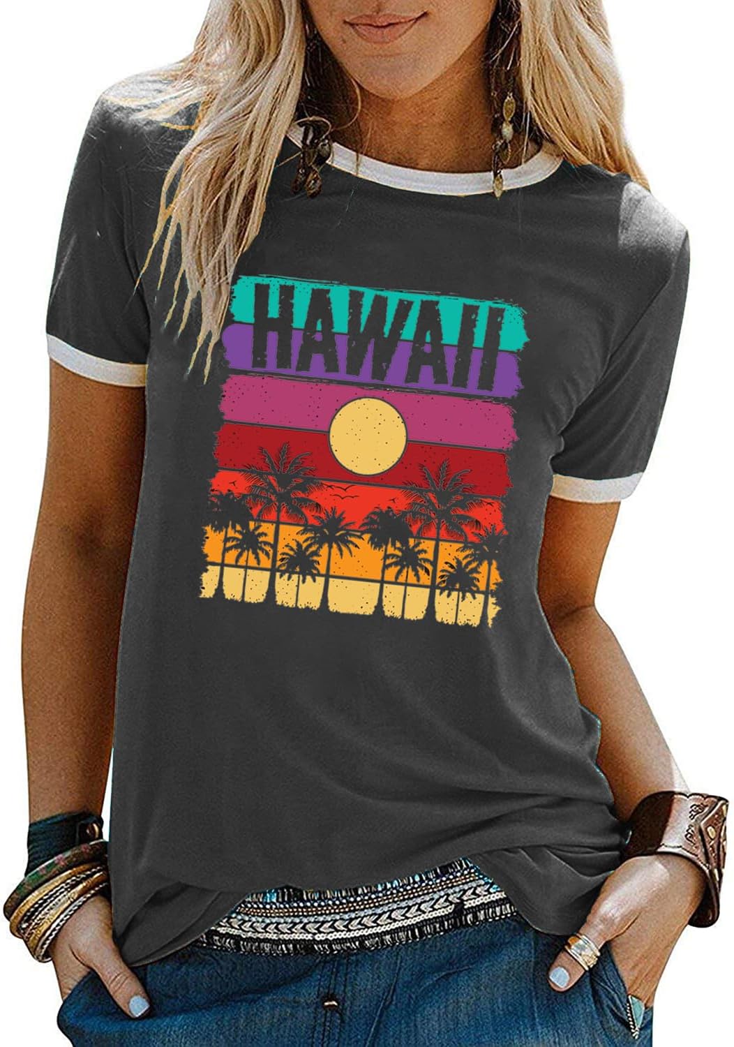 YEXIPO Graphic Tees for Women Short Sleeve Summer Tops Casual Cute T Shirts