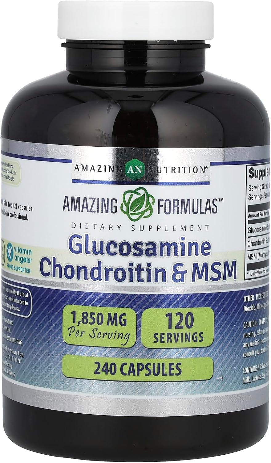 Amazing Formulas Glucosamine Chondroitin & MSM Supplement | 1850 Mg per Serving | 240 Capsules | Non-GMO | Gluten-Free | Made in USA