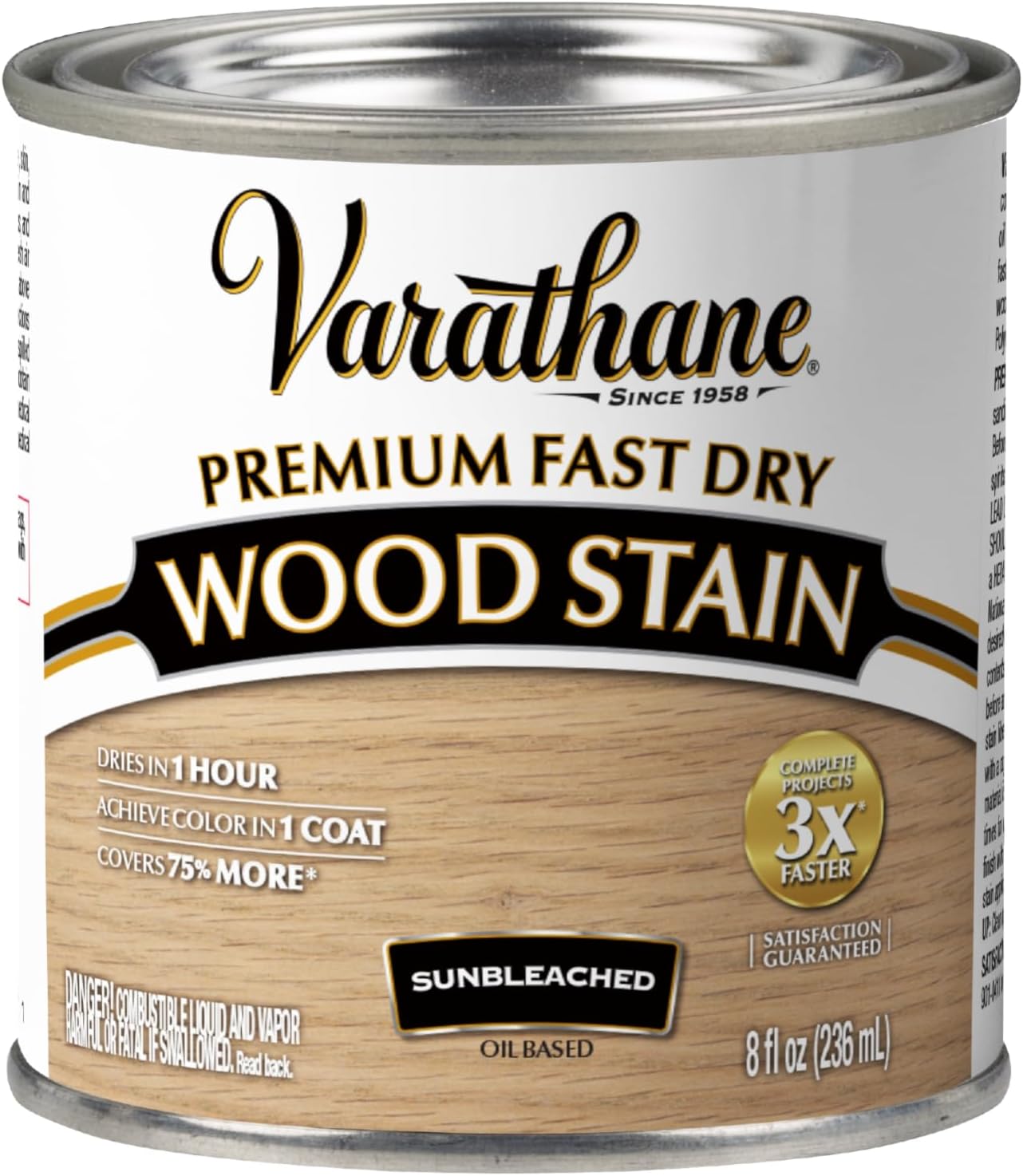 Varathane Premium Fast Dry Weathered Gray Wood Stain | Oil-Based, 1 Coat Color, 1 Hour Dry Time, Interior Wood Stain, Furniture, Cabinets, Doors, Covers Up to 275 Sq Ft, Quart