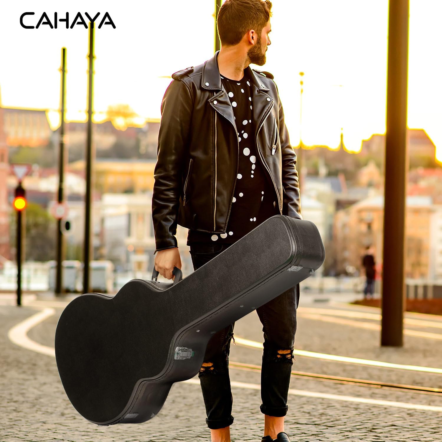 CAHAYA Electric Guitar Bag Gig Bag 6mm Padding Padded Backpack with Reflective Bands Soft Guitar Case Black CY0225