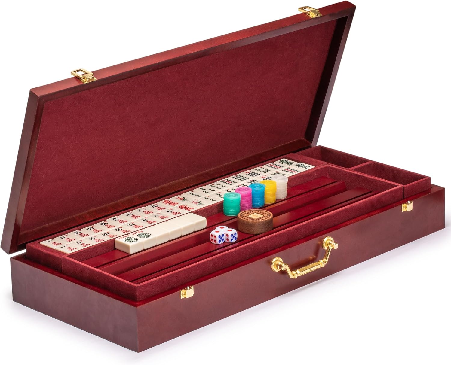 Yellow Mountain Imports American Mahjong Set – The Classic with 166 Tiles, Vintage Rosewood Veneer Case & Mahjong Accessories
